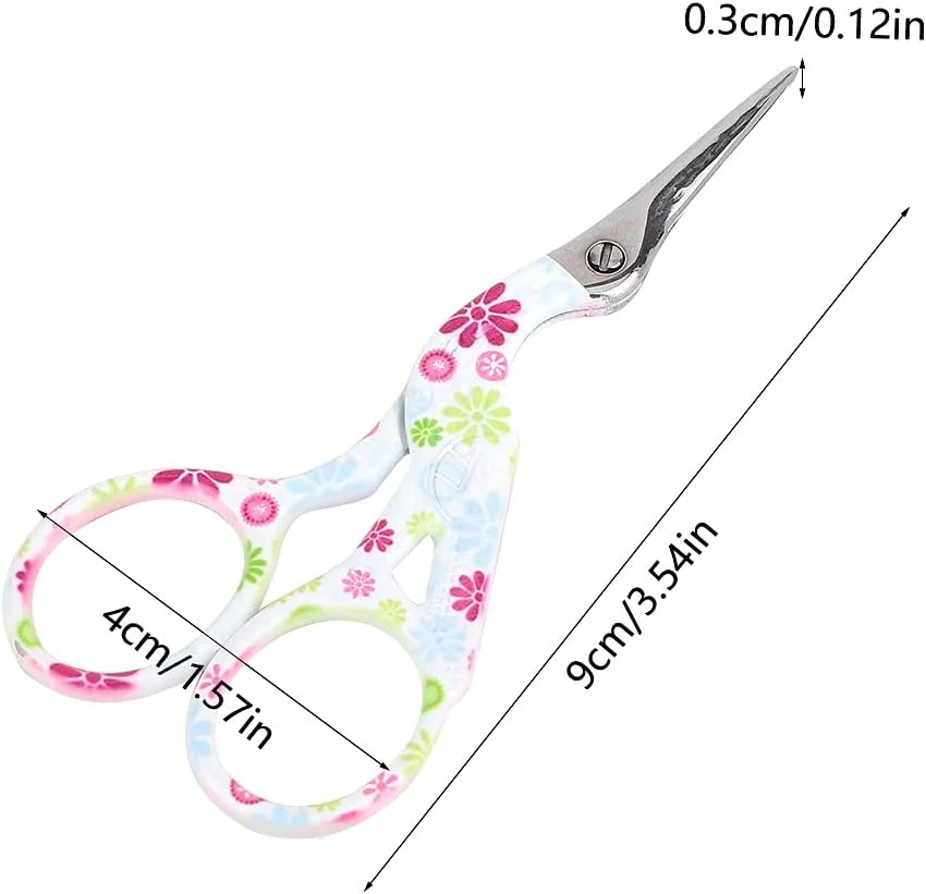 قیچی آرایشی، قیچی استیل با طرح گل، ساخته شده از استیل ضد زنگ، 9 * 4 * 0.3 سانتی متر، مناسب برای گیتار، خیاطی، کاردستی و مصارف خانگی (آبی، صورتی، قرمز)