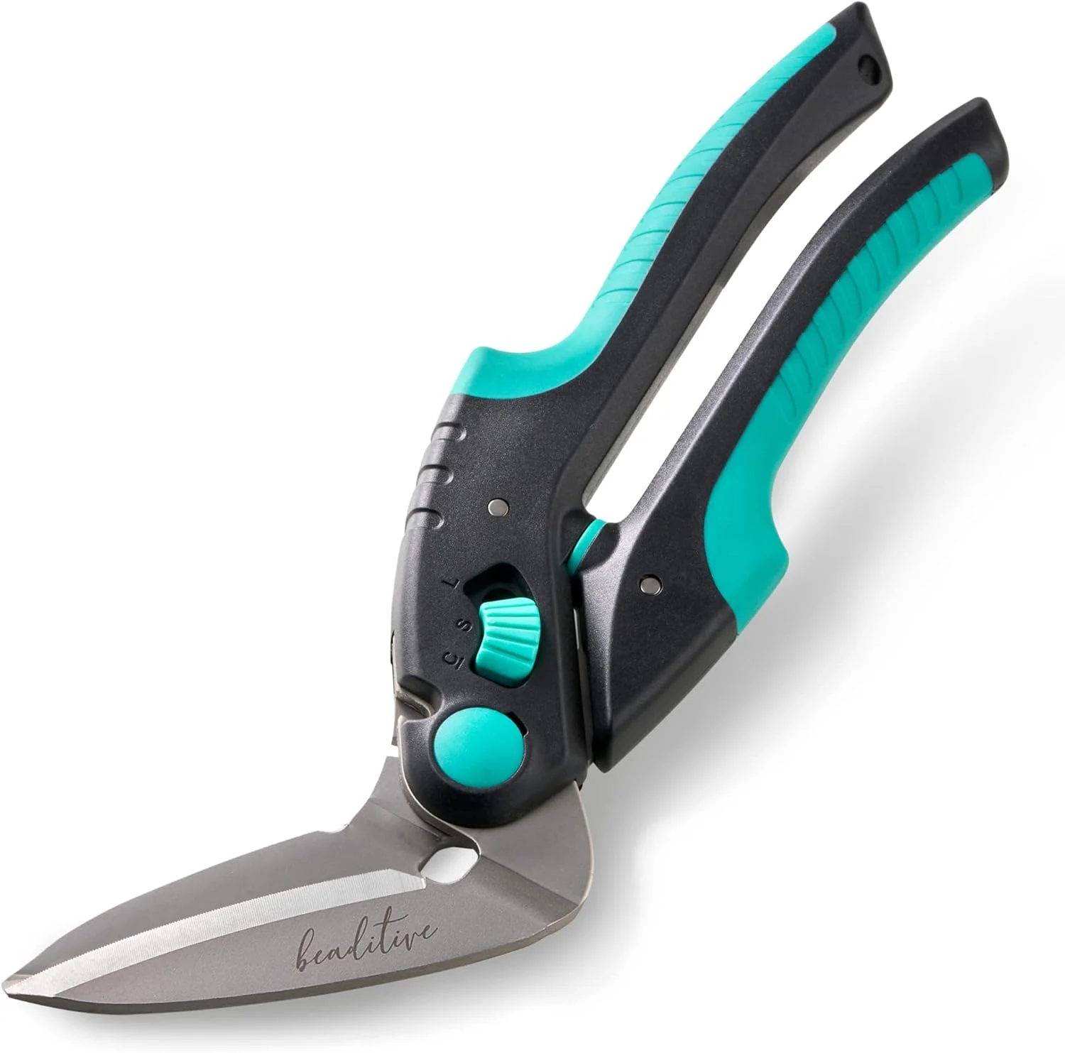 قیچی چند منظوره سنگین Beaditive با زاویه 25 سانتی متری - فولاد ضد زنگ ژاپنی، تیغه دندانه دار - قیچی صنعتی برای پارچه های ضخیم، چرم، مقوا، فرش، چمن مصنوعی