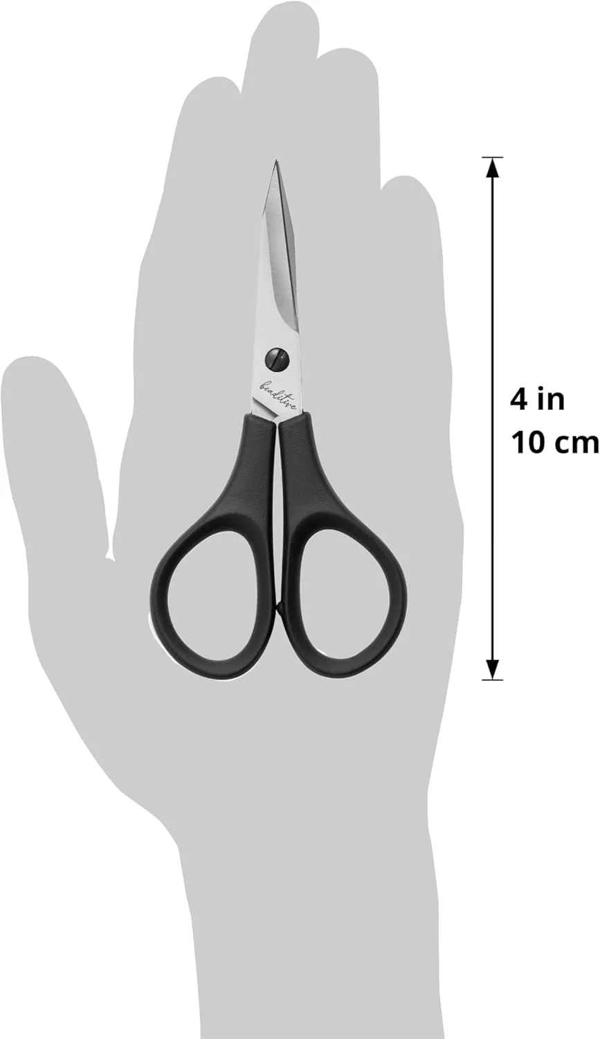 ست قیچی سبک وزن خیاطی و گلدوزی Beaditive (2 عددی) | خیاطی، گلدوزی، برش کاغذ، کاردستی | فولاد ضد زنگ | روکش محافظ (4 اینچ)