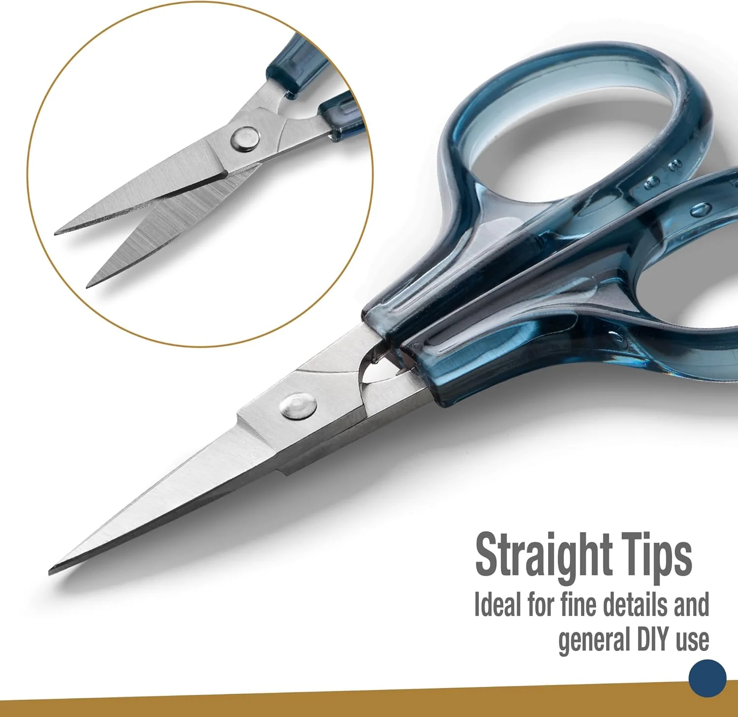ست قیچی های ظریف کاری بیدیتیو (2 عدد) خمیده و صاف، تیز، جمع و جور، خیاطی، گلدوزی، برش کاغذ، کاردستی، استیل ضد زنگ، دارای محافظ (آبی)