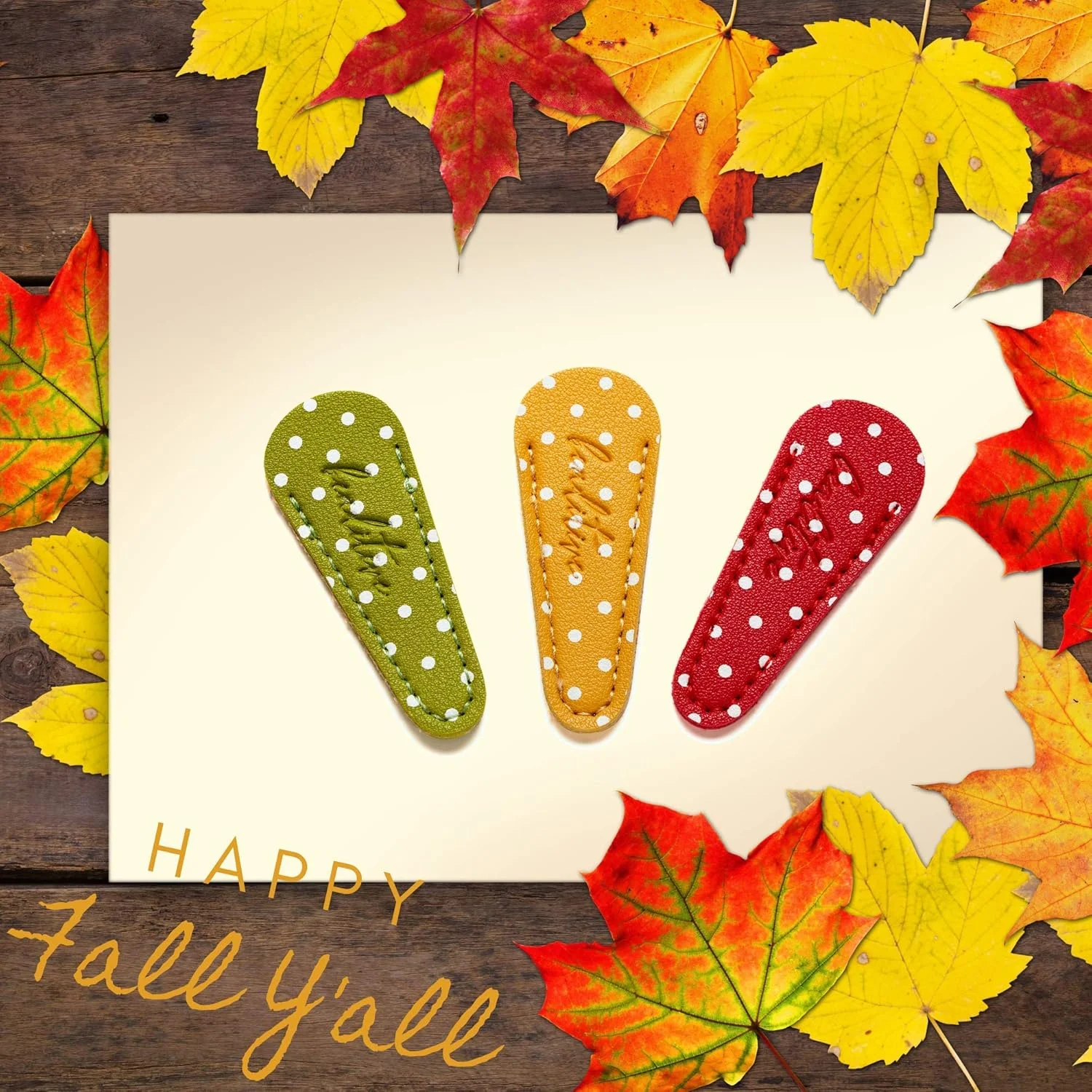 غلاف قیچی گلدوزی Beaditive (ست 3 عددی) طرح پاییز | خال خال قرمز، زرد، سبز