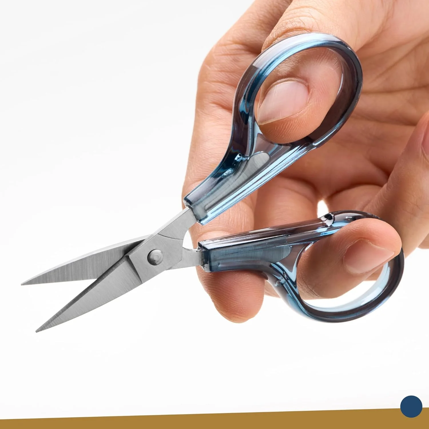 ست قیچی های ظریف کاری بیدیتیو (2 عدد) خمیده و صاف، تیز، جمع و جور، خیاطی، گلدوزی، برش کاغذ، کاردستی، استیل ضد زنگ، دارای محافظ (آبی)