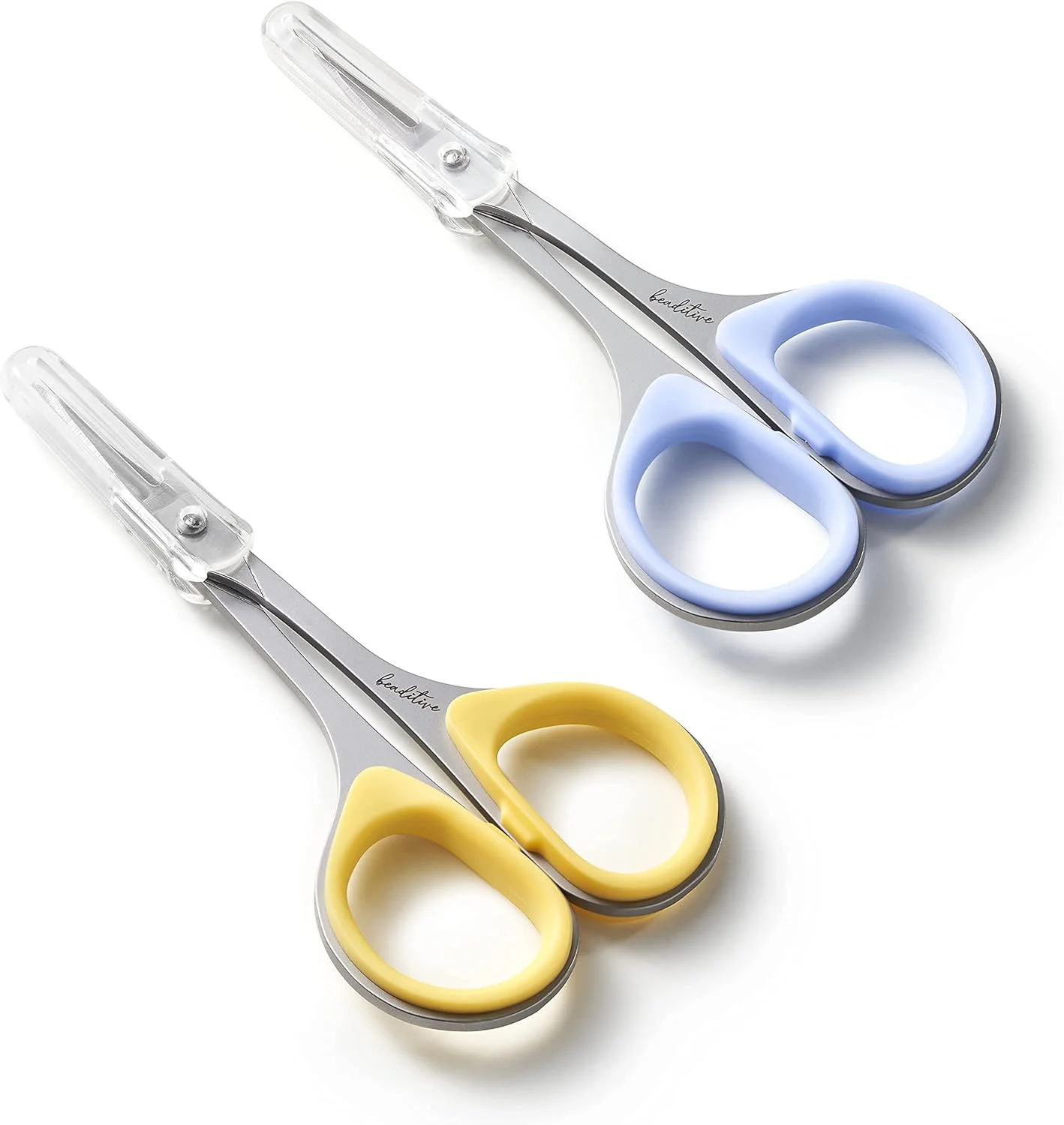 ست قیچی خیاطی و گلدوزی Beaditive (2 عددی) خمیده، تیز، طراحی فولاد ضد زنگ، نوک های دقیق، دسته لاستیکی ارگونومیک، کوچک، جمع و جور برای استفاده DIY (بسیار تیز)