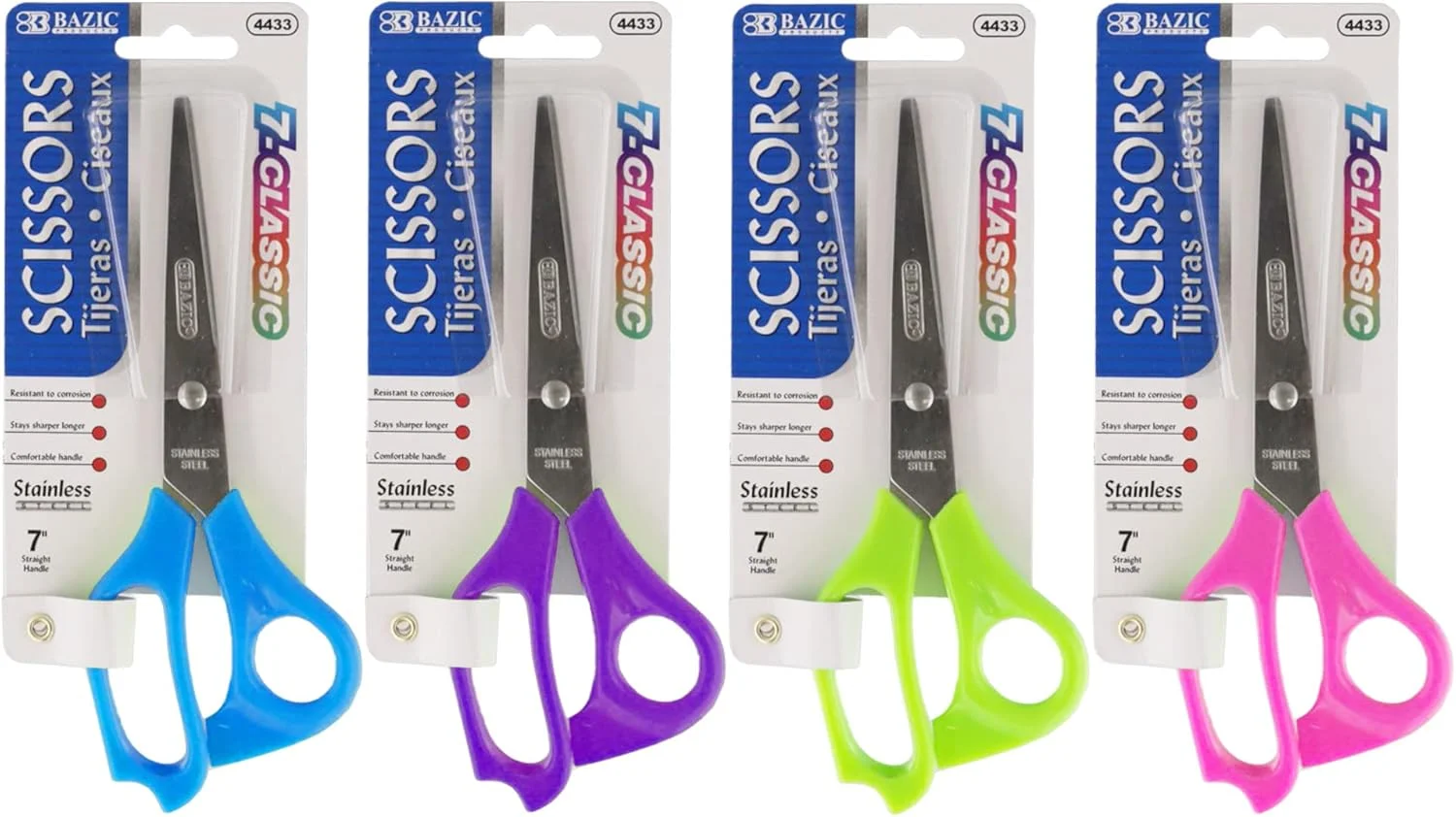 قیچی استیل 7 اینچی محصولات بازیک، بسته 24 عددی (4433-24)