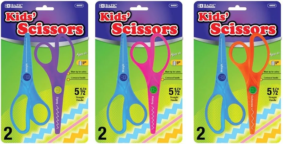 قیچی ایمنی فلورسنت 5 1/2 اینچی محصولات BAZIC (2 عددی در هر بسته) بسته 24 تایی (4400-24)