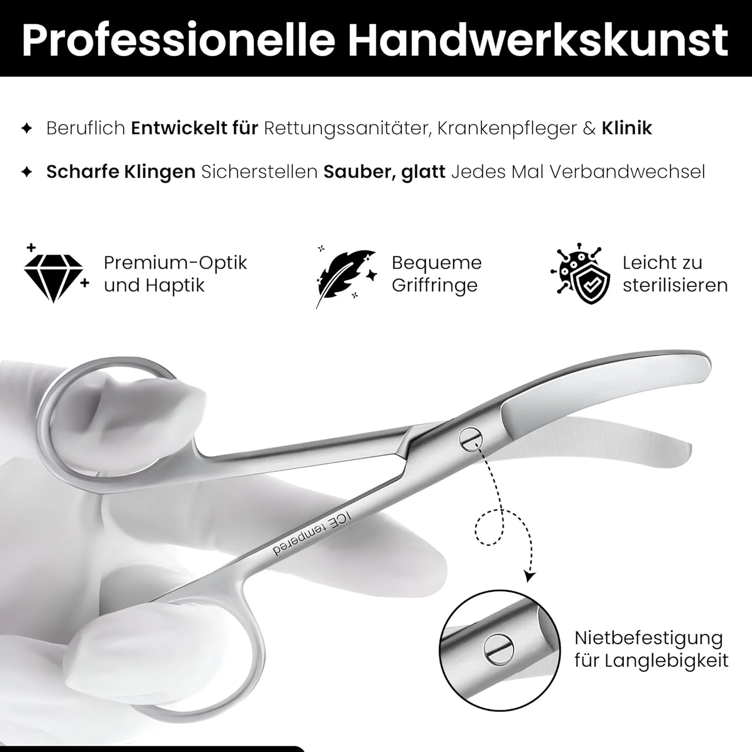 قیچی بانداژ ۱۴ سانتی‌متری لبه منحنی