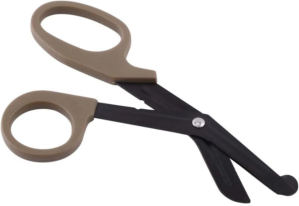 قیچی بانداژ یک عددی، قیچی پرستاری استیل ضد زنگ 18.3x9.2 سانتی متر، قیچی کمک های اولیه پارامدیک برای برش پارچه های نایلونی، طناب ها، بانداژها و لباس ها