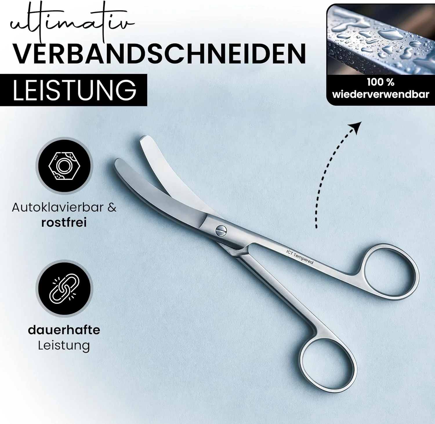 قیچی بانداژ ۱۴ سانتی‌متری لبه منحنی