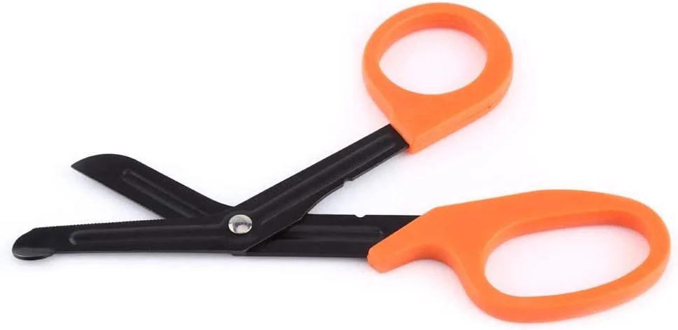 قیچی بانداژ، 1 عدد 7 اینچی قیچی پرستاری استیل ضد زنگ، قیچی کمک های اولیه برای برش پارچه های نایلونی، طناب ها، لباس (نارنجی)