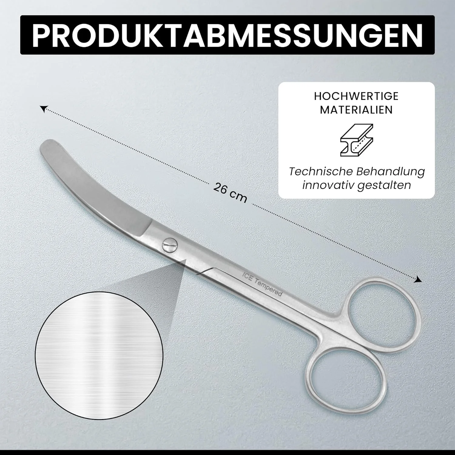 قیچی بانداژ ۱۴ سانتی‌متری لبه منحنی