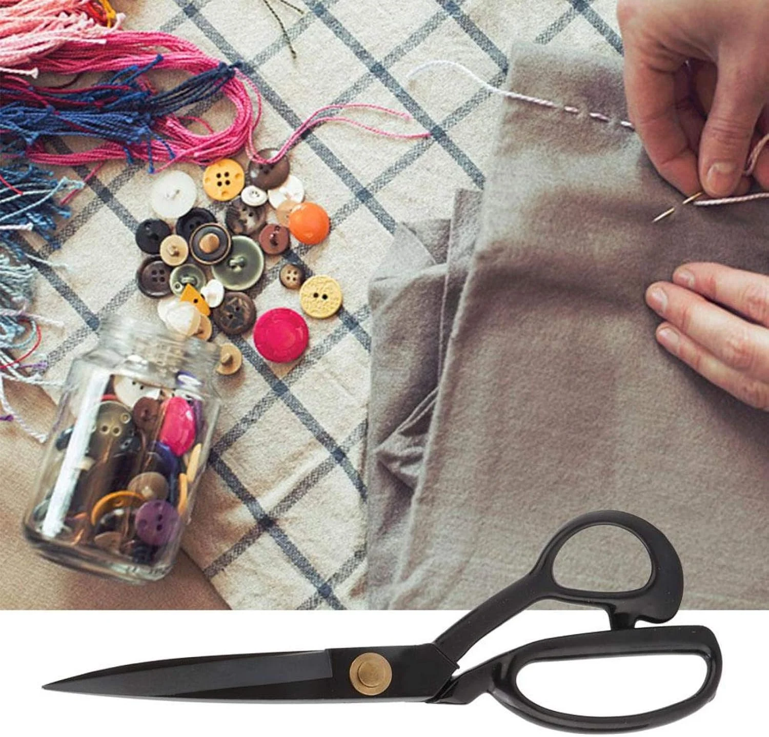 قیچی پارچه بابائو، قیچی سنگین برای برش چرم، خیاطی و صنایع دستی، فولاد مشکی (HC-11 اینچ) قیچی پارچه بابائو، قیچی سنگین برای برش چرم، خیاطی و صنایع دستی، فولاد مشکی (HC-11 اینچ)