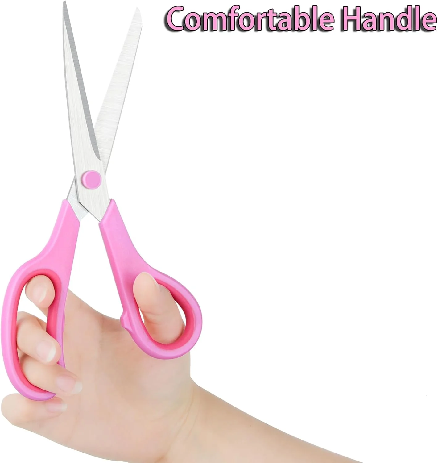 قیچی صورتی Balaipor برای لوازم اداری، منزل، مدرسه، صنایع دستی، خیاطی، پارچه، 8 اینچ (2 عددی)