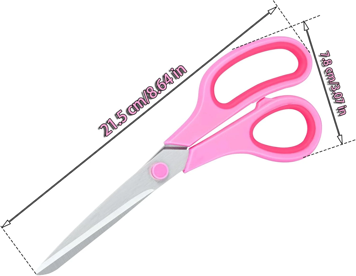 قیچی صورتی Balaipor برای لوازم اداری، منزل، مدرسه، صنایع دستی، خیاطی، پارچه، 8 اینچ (2 عددی)