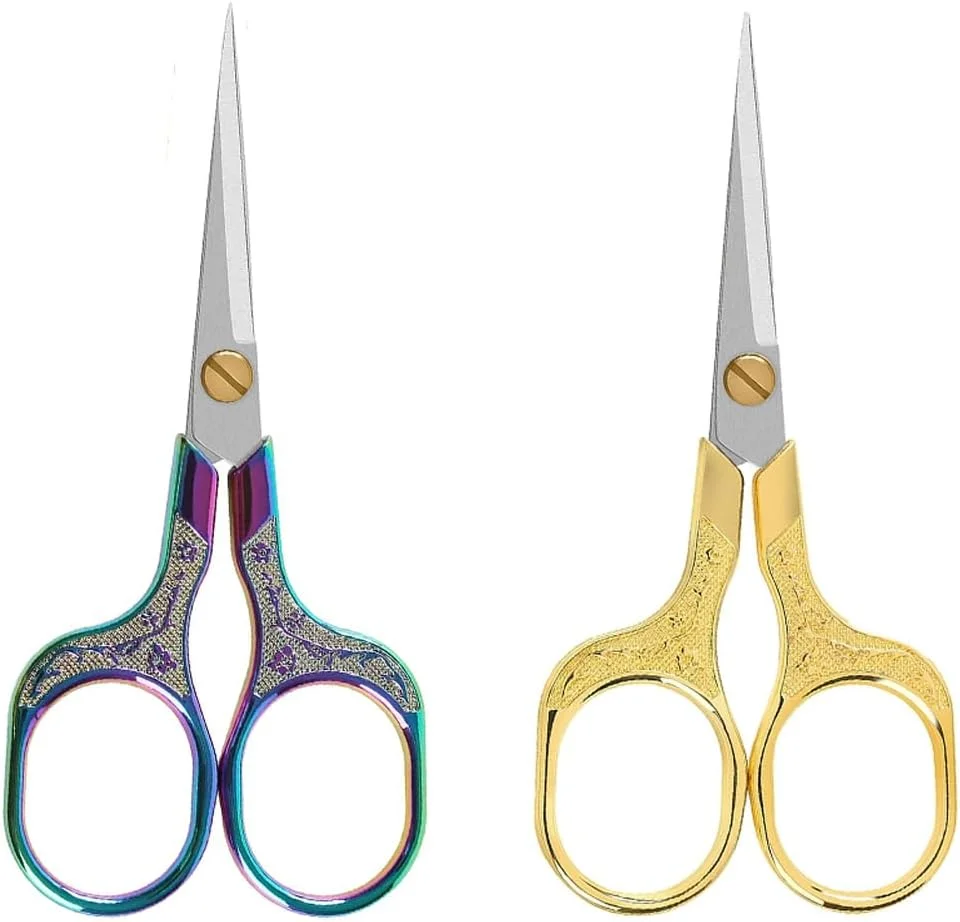 قیچی های گلدوزی دقیق آزونه، 5 اینچ، قیچی های قدیمی با تیغه فوق العاده تیز، قیچی های کوچک اسکاچ برای مصارف چند منظوره برای گلدوزی، خیاطی، کارهای هنری، صنایع دستی، استفاده روزانه DIY، 2 عددی