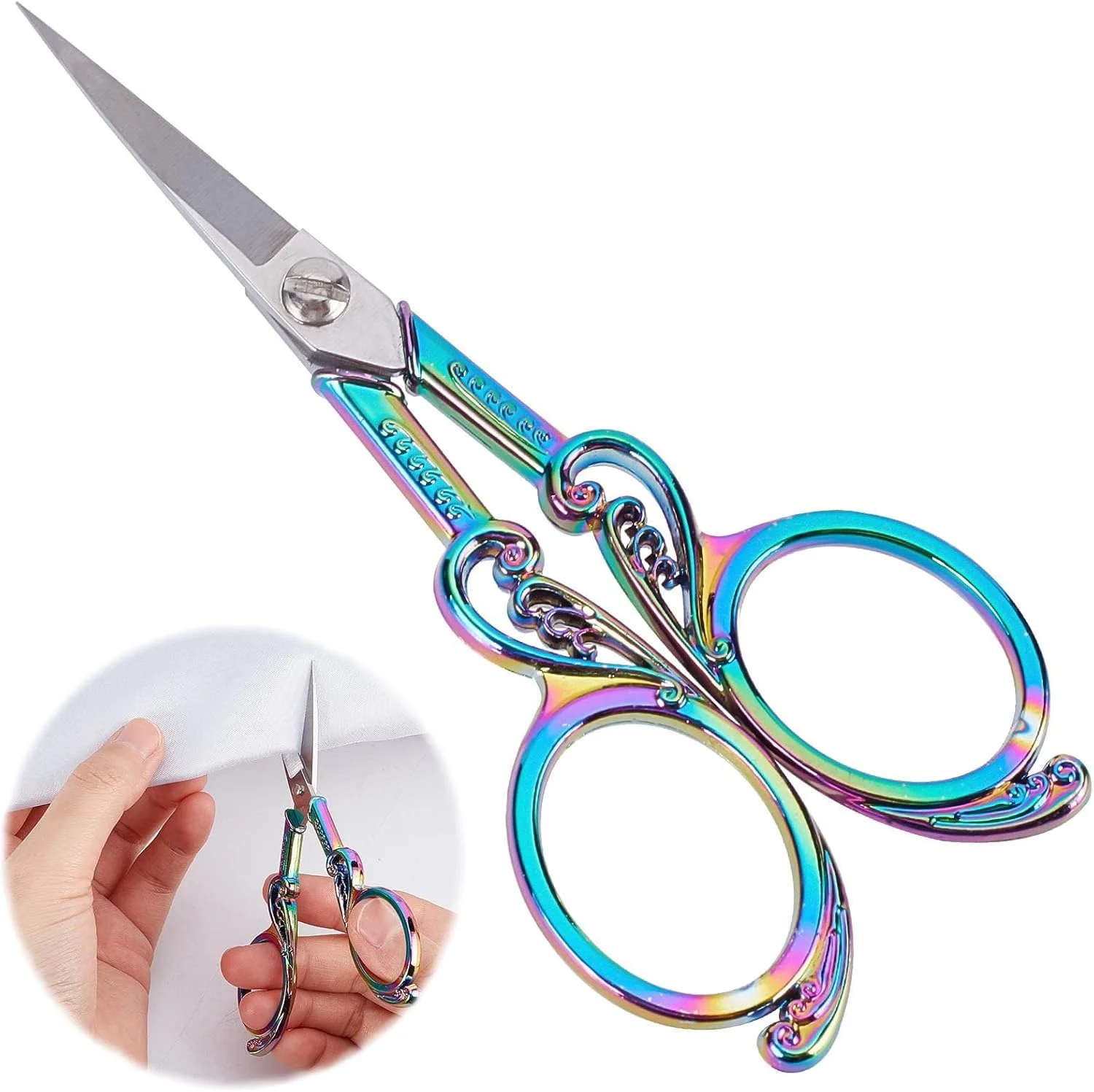 قیچی خیاطی گلدوزی Azonee، قیچی ظریف کاری با نوک تیز و قدیمی، قیچی استیل ضد زنگ برای برش پارچه، کاردستی، بافتنی، نخ کشی، کارهای هنری، صنایع دستی، ابزار DIY