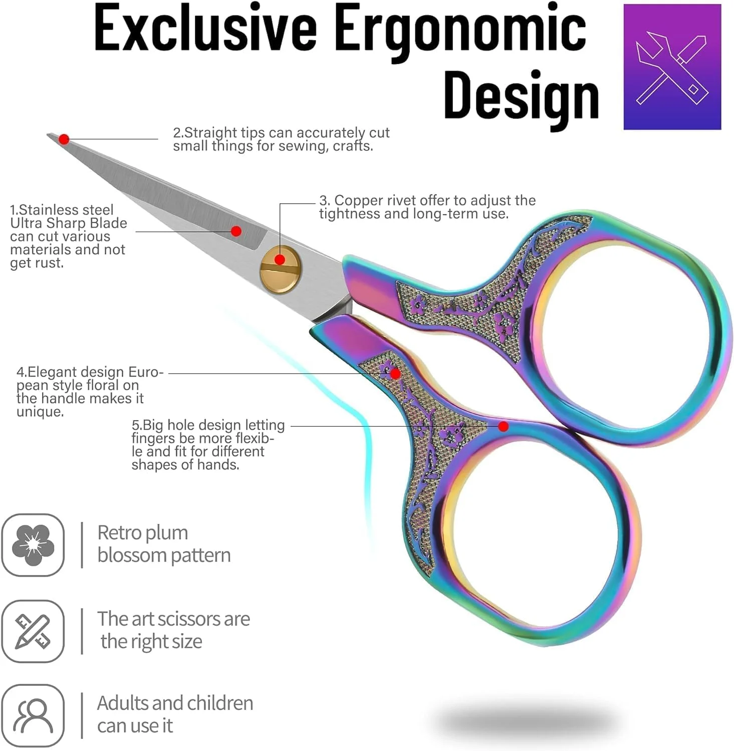 قیچی های گلدوزی دقیق آزونه، 5 اینچ، قیچی های قدیمی با تیغه فوق العاده تیز، قیچی های کوچک اسکاچ برای مصارف چند منظوره برای گلدوزی، خیاطی، کارهای هنری، صنایع دستی، استفاده روزانه DIY، 2 عددی قیچی های گلدوزی دقیق آزونه، 5 اینچ، قیچی های قدیمی با تیغه فوق العاده تیز، قیچی های کوچک اسکاچ برای مصارف چند منظوره برای گلدوزی، خیاطی، کارهای هنری، صنایع دستی، استفاده روزانه DIY، 2 عددی