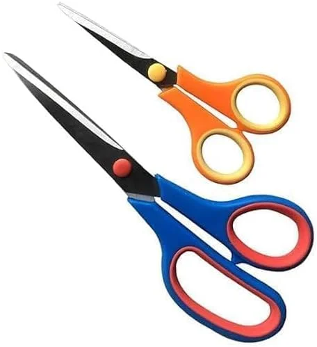 آواد - ست قیچی دوبل چند منظوره (ست 2 عددی) ست قیچی استیل ضد زنگ برای مصارف خانگی، منزل و آشپزخانه، اداره، هنر و صنایع دستی، خیاطی، برش پارچه، اصلاح مو | |