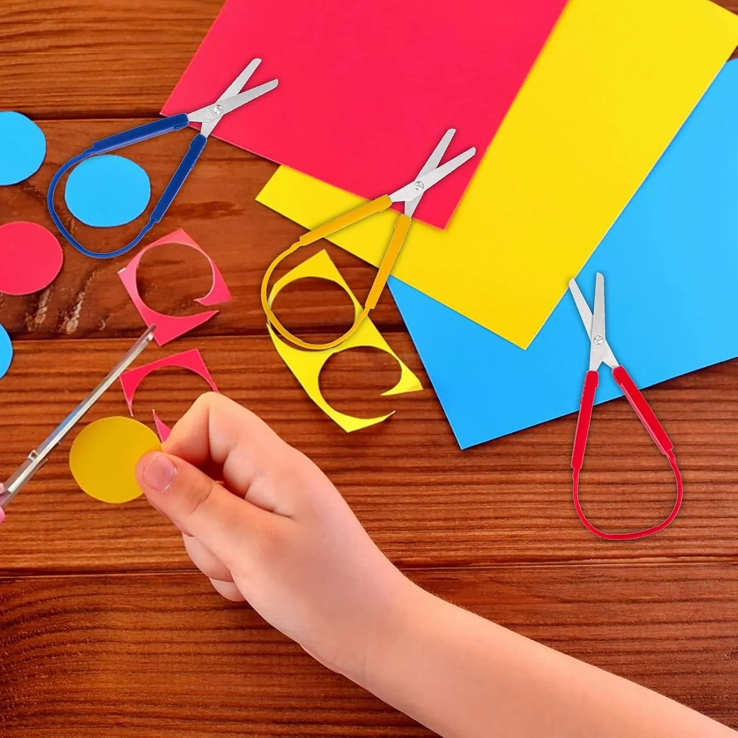 قیچی های حلقه ای AXIYIBZI، 3 عدد، قیچی های تطبیقی، قیچی های رنگارنگ با دسته های فشاری آسان بازشو، قیچی های حلقه ای هوشمند مدرسه ای برای بزرگسالان با نیازهای ویژه (زرد، قرمز، آبی) قیچی های حلقه ای AXIYIBZI، 3 عدد، قیچی های تطبیقی، قیچی های رنگارنگ با دسته های فشاری آسان بازشو، قیچی های حلقه ای هوشمند مدرسه ای برای بزرگسالان با نیازهای ویژه (زرد، قرمز، آبی)