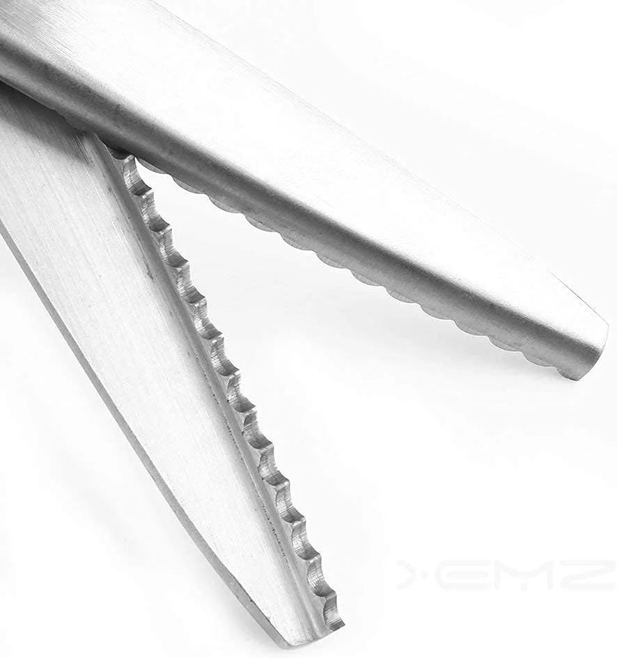 قیچی زیگزاگ حرفه ای AXIYIBZI، دسته راحت، قیچی خیاطی استیل ضد زنگ، ابزار برش هنری، قیچی دندانه دار و کنگره ای برای تزئین پارچه