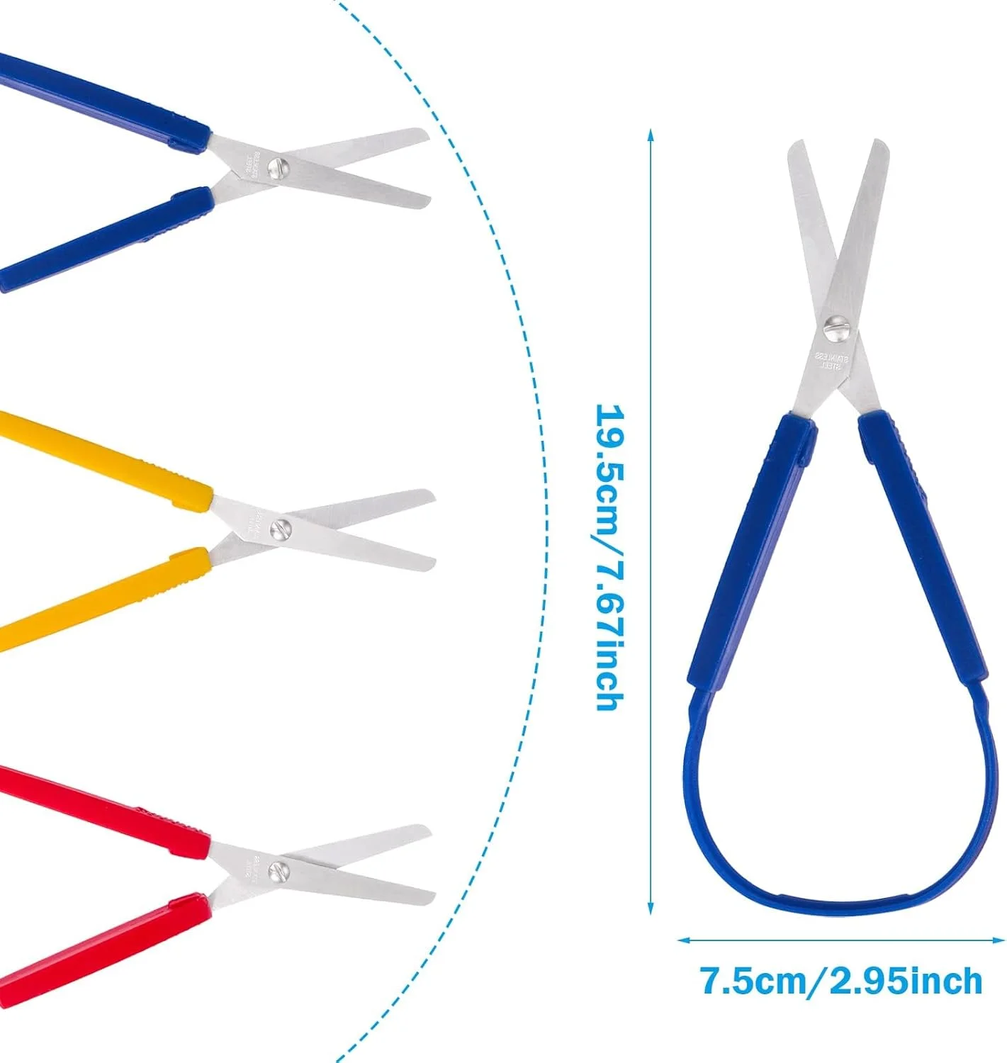 قیچی های حلقه ای AXIYIBZI، 3 عدد، قیچی های تطبیقی، قیچی های رنگارنگ با دسته های فشاری آسان بازشو، قیچی های حلقه ای هوشمند مدرسه ای برای بزرگسالان با نیازهای ویژه (زرد، قرمز، آبی) قیچی های حلقه ای AXIYIBZI، 3 عدد، قیچی های تطبیقی، قیچی های رنگارنگ با دسته های فشاری آسان بازشو، قیچی های حلقه ای هوشمند مدرسه ای برای بزرگسالان با نیازهای ویژه (زرد، قرمز، آبی)