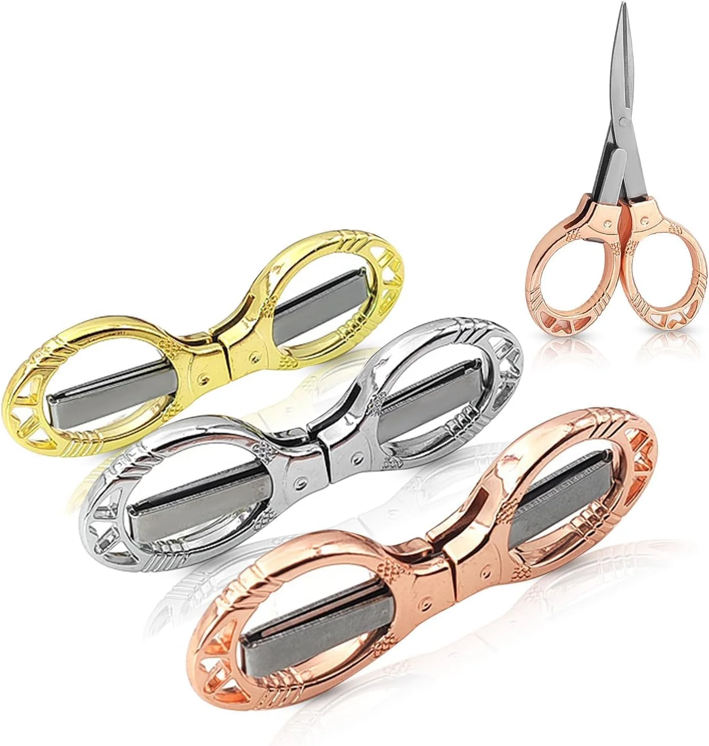 قیچی تاشو آزونه 3 عددی - قیچی مسافرتی کوچک استیل ضد زنگ قابل حمل، قیچی های جمع و جور به شکل عینک، ایمن برای خانه، دفتر، صنایع دستی، خیاطی و لوازم جانبی نشان (رزگلد، طلایی، نقره ای) قیچی تاشو آزونه 3 عددی - قیچی مسافرتی کوچک استیل ضد زنگ قابل حمل، قیچی های جمع و جور به شکل عینک، ایمن برای خانه، دفتر، صنایع دستی، خیاطی و لوازم جانبی نشان (رزگلد، طلایی، نقره ای)