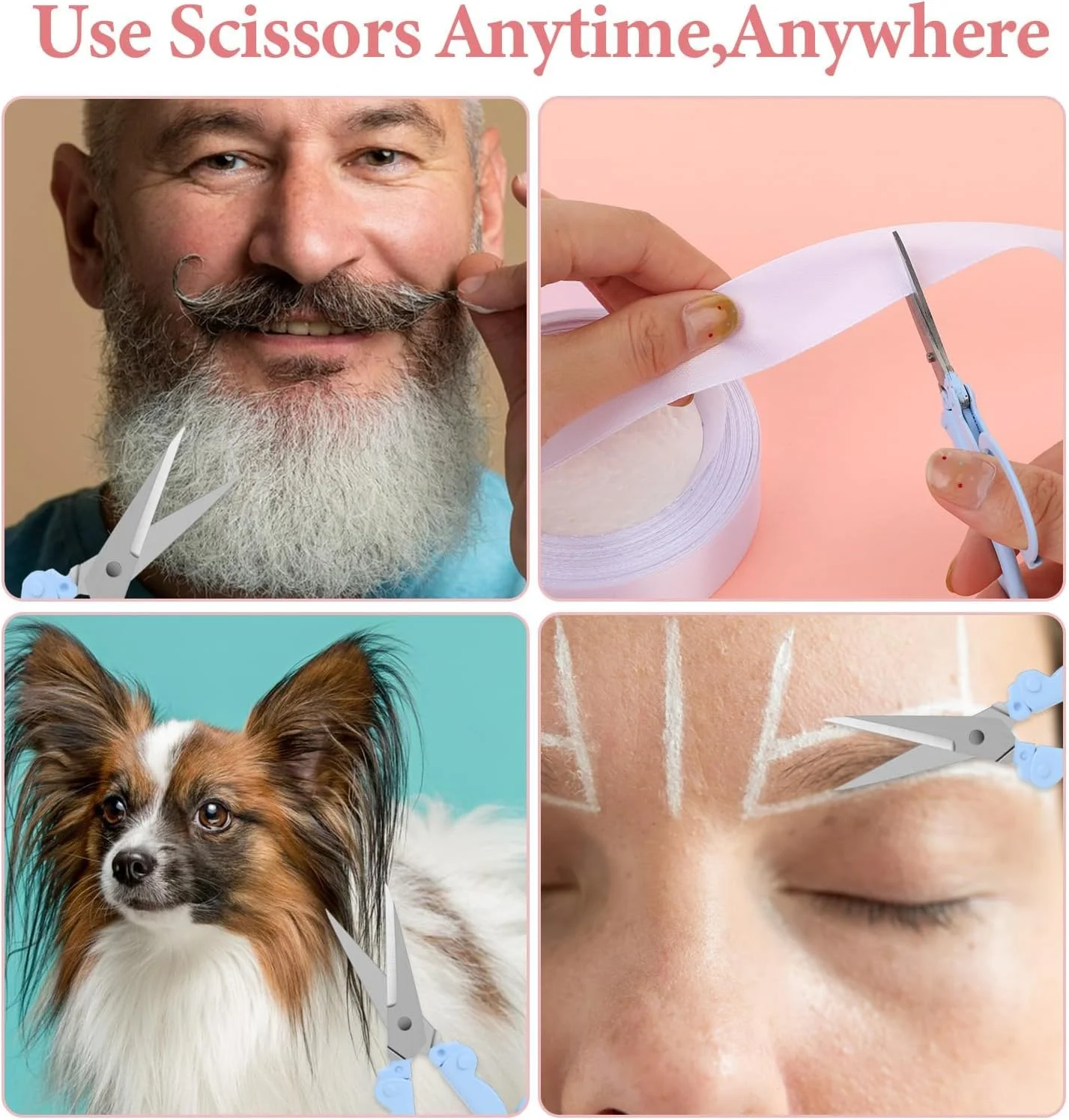 قیچی تاشو کوچک Azonee، قیچی استیل ضد زنگ با درپوش ایمنی، قیچی مسافرتی، برش کوچک برای برش، اسکرپ بوک، کاردستی، خیاطی، استفاده در خانه و مسافرت - 4 عدد قیچی تاشو کوچک Azonee، قیچی استیل ضد زنگ با درپوش ایمنی، قیچی مسافرتی، برش کوچک برای برش، اسکرپ بوک، کاردستی، خیاطی، استفاده در خانه و مسافرت - 4 عدد