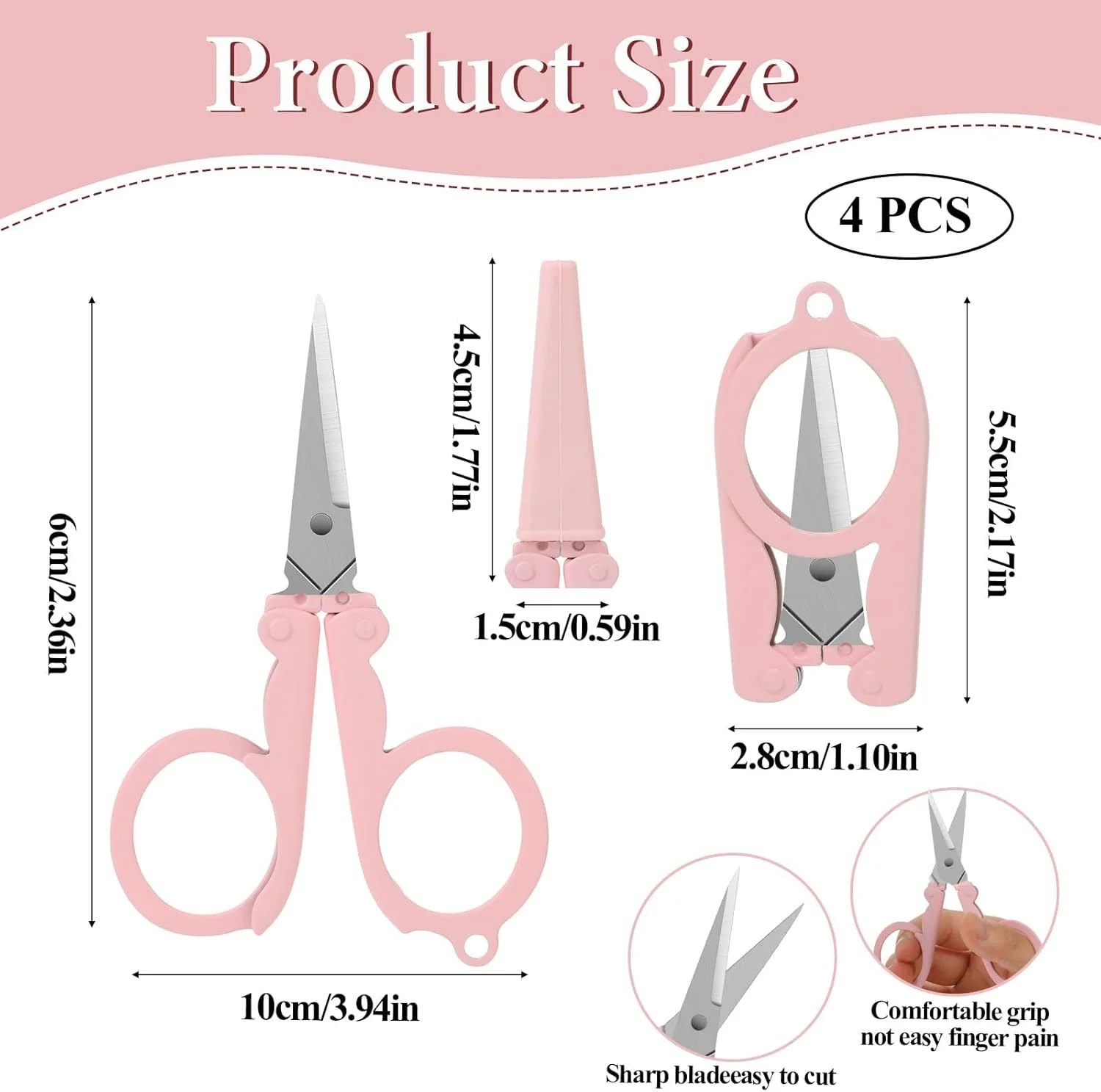 قیچی تاشو کوچک Azonee، قیچی استیل ضد زنگ با درپوش ایمنی، قیچی مسافرتی، برش کوچک برای برش، اسکرپ بوک، کاردستی، خیاطی، استفاده در خانه و مسافرت - 4 عدد قیچی تاشو کوچک Azonee، قیچی استیل ضد زنگ با درپوش ایمنی، قیچی مسافرتی، برش کوچک برای برش، اسکرپ بوک، کاردستی، خیاطی، استفاده در خانه و مسافرت - 4 عدد