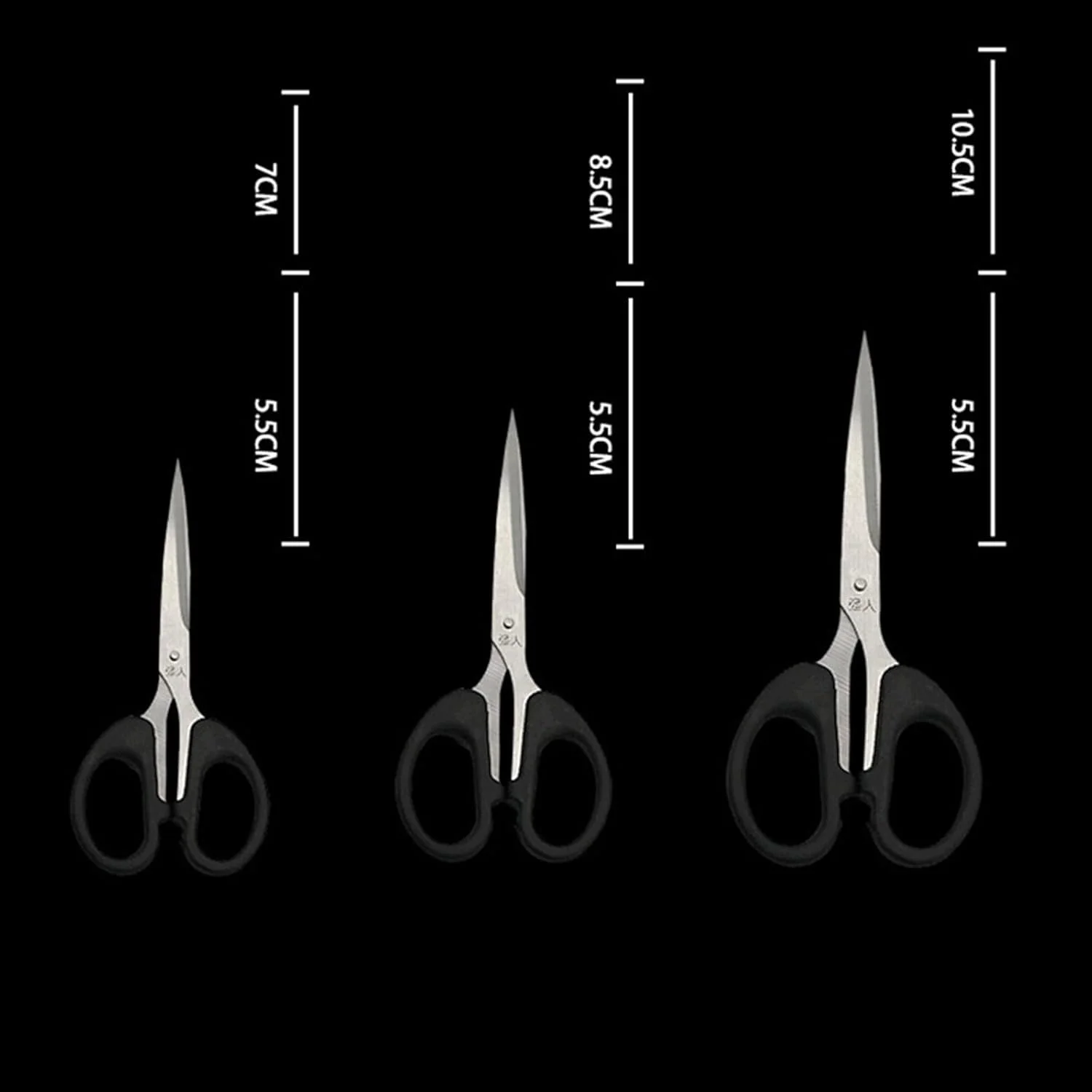 قیچی AUEMNUR، 3 عدد، قیچی خیاطی، لوازم التحریر، استیل ضد زنگ، برش کاغذ اداری، نخ خانگی، کاردستی کودکانه