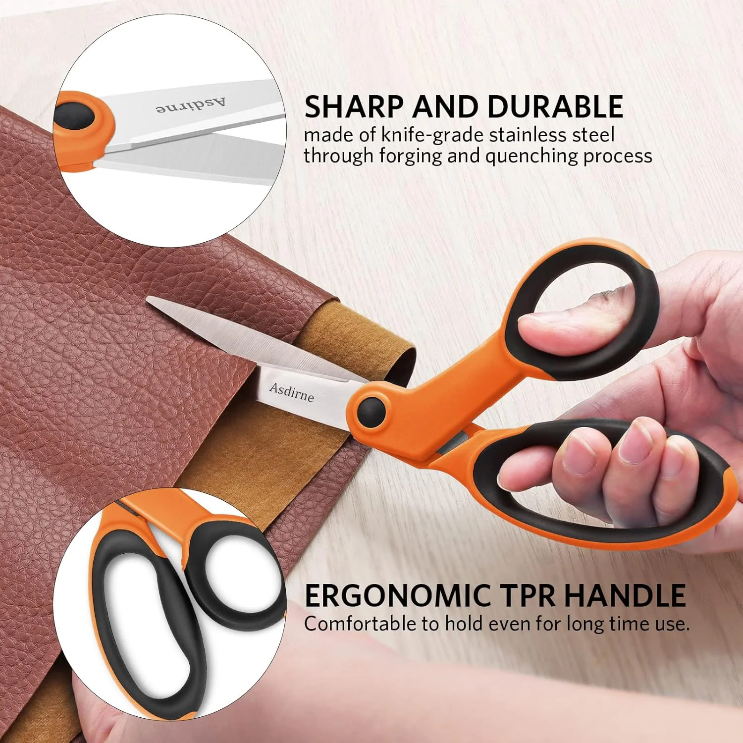 قیچی پارچه آسدیرنه، مجموعه قیچی با تیغه تیز از جنس استیل ضد زنگ و دسته های نرم، شامل قیچی خیاطی، قیچی کاردستی، نخ چین و قیچی گلدوزی، 4 عدد، نارنجی/مشکی قیچی پارچه آسدیرنه، مجموعه قیچی با تیغه تیز از جنس استیل ضد زنگ و دسته های نرم، شامل قیچی خیاطی، قیچی کاردستی، نخ چین و قیچی گلدوزی، 4 عدد، نارنجی/مشکی