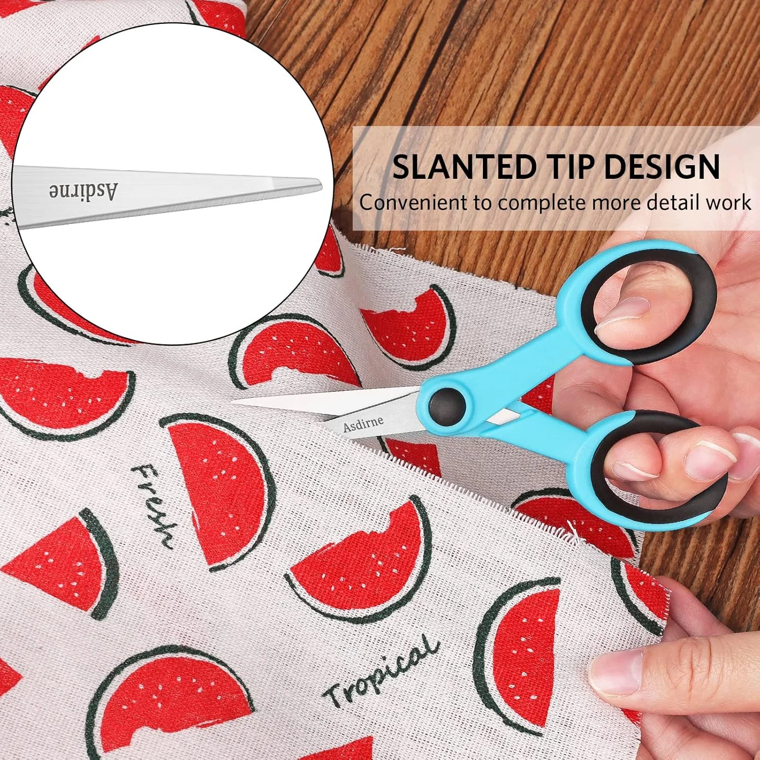 قیچی پارچه آسدیرنه، ست قیچی با تیغه های تیز فولادی ضد زنگ و دسته های نرم، شامل قیچی خیاطی، قیچی کاردستی، نخ چین و قیچی گلدوزی، 4 عدد، آبی/مشکی قیچی پارچه آسدیرنه، ست قیچی با تیغه های تیز فولادی ضد زنگ و دسته های نرم، شامل قیچی خیاطی، قیچی کاردستی، نخ چین و قیچی گلدوزی، 4 عدد، آبی/مشکی