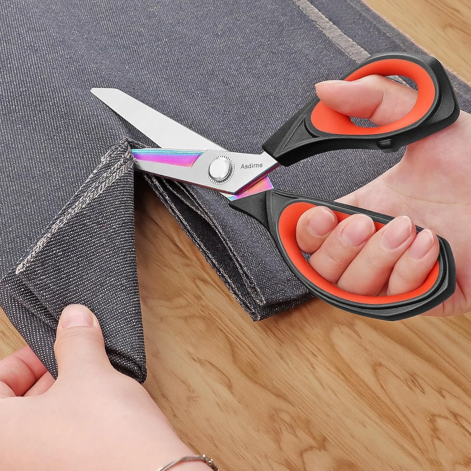 Asdirne Professional Fabric Scissors, Heavy Duty Titanium Coating Sewing Scissors, Ultra-Sharp Blade Fabric Shear, Ergonomic Rubber Handle, Great for Craft, Sewing, Leather Tailor, 9.4", Black/Red Asdirne Professional Fabric Scissors, Heavy Duty Titanium Coating Sewing Scissors, Ultra-Sharp Blade Fabric Shear, Ergonomic Rubber Handle, Great for Craft, Sewing, Leather Tailor, 9.4", Black/Red