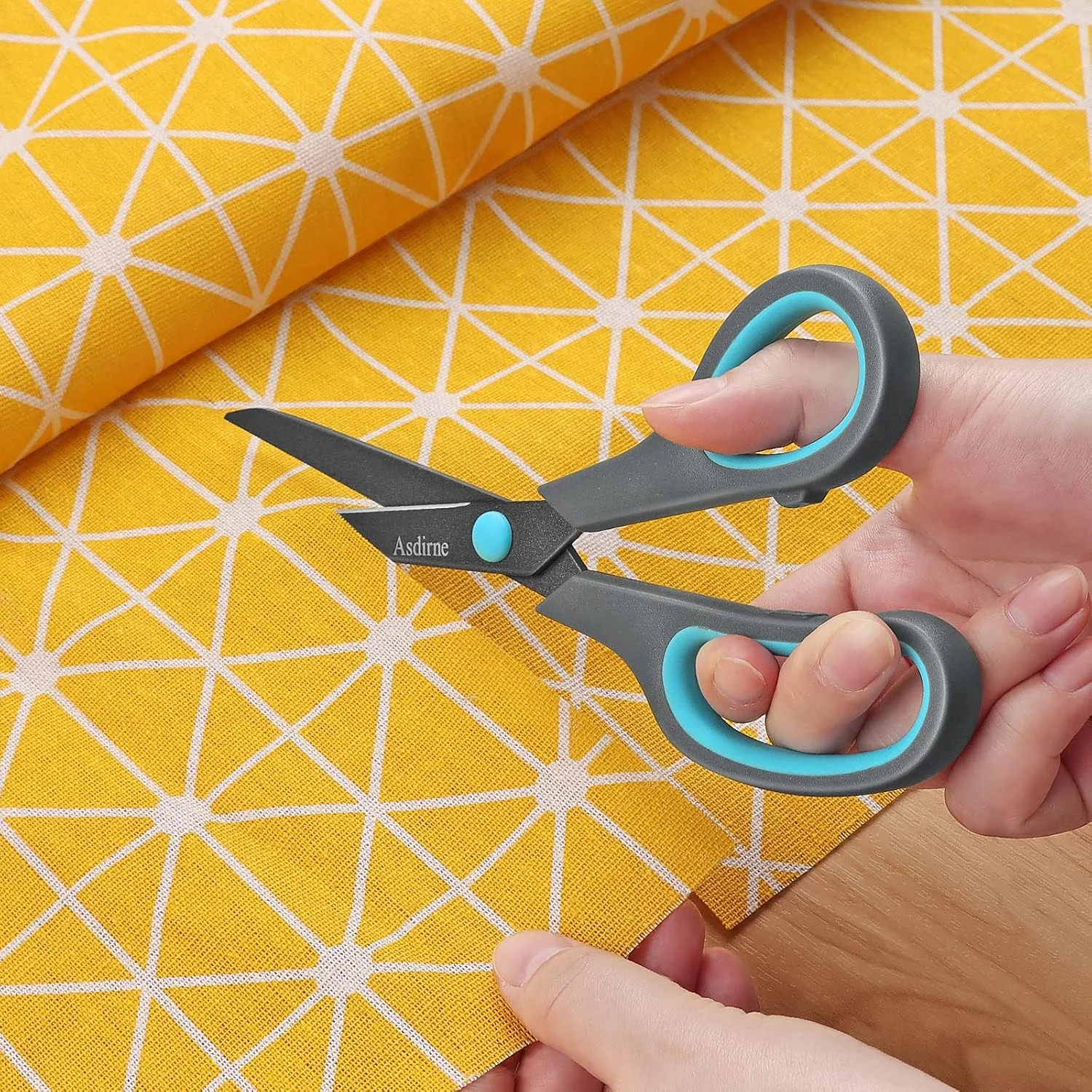 Asdirne Teflon Coating Scissors Set of 4, Non-Stick Scissors All Purpose, Premium Stainless Steel Razor Blades, Ergonomic Semi-Soft Rubber Grip, 10/''/8.5/''/6/''/5/'', Blue&Gray Asdirne Teflon Coating Scissors Set of 4, Non-Stick Scissors All Purpose, Premium Stainless Steel Razor Blades, Ergonomic Semi-Soft Rubber Grip, 10/''/8.5/''/6/''/5/'', Blue&Gray