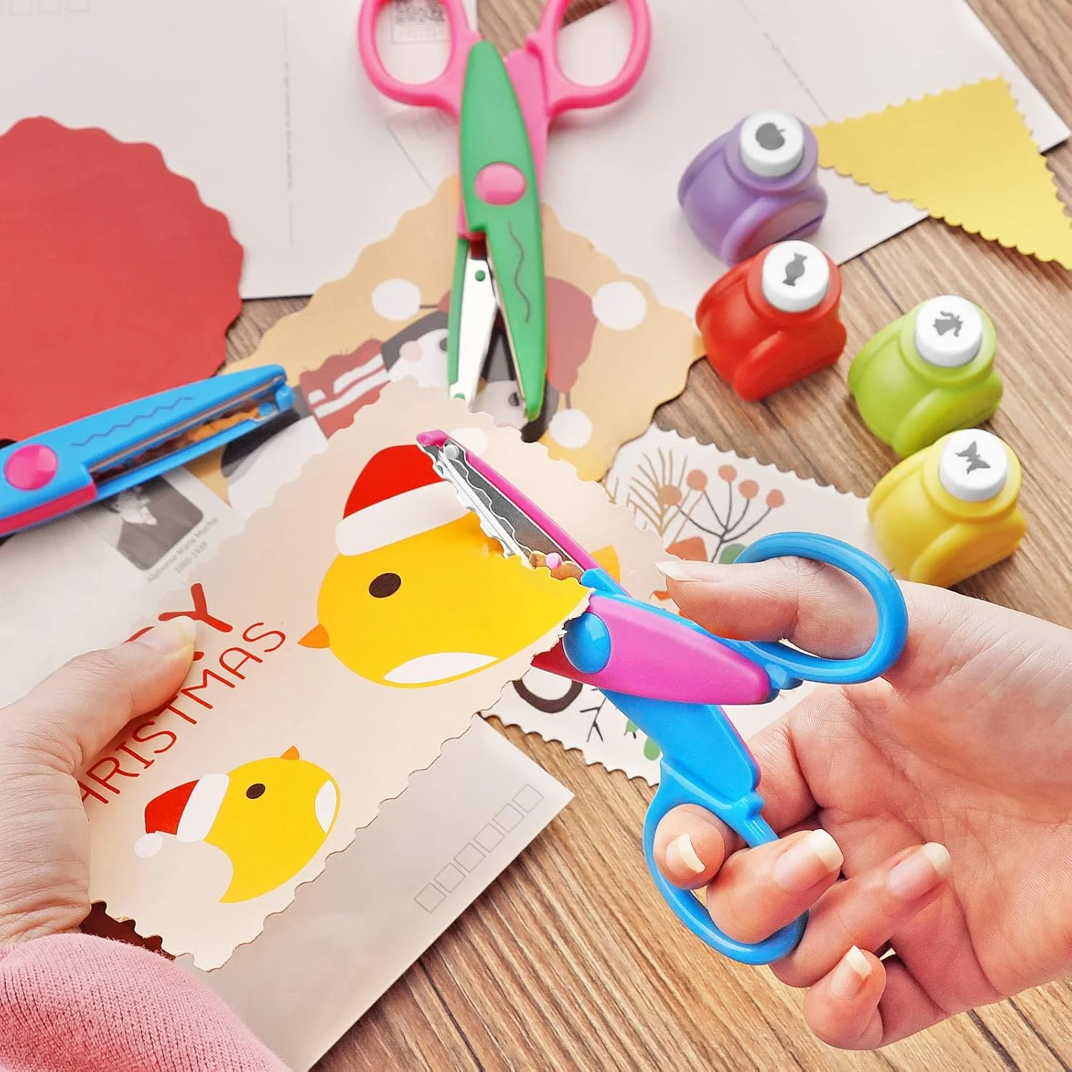 Asdirne Kid Craft Bundle, Including 6 Decorative scissors, 4 Kid Scissors and 6 Paper Punches, with Various Interesting Patterns, Safe for Kids, Smoothly Cutting, Contains , Set of 16, Funny&Colorful Asdirne Kid Craft Bundle, Including 6 Decorative scissors, 4 Kid Scissors and 6 Paper Punches, with Various Interesting Patterns, Safe for Kids, Smoothly Cutting, Contains , Set of 16, Funny&Colorful