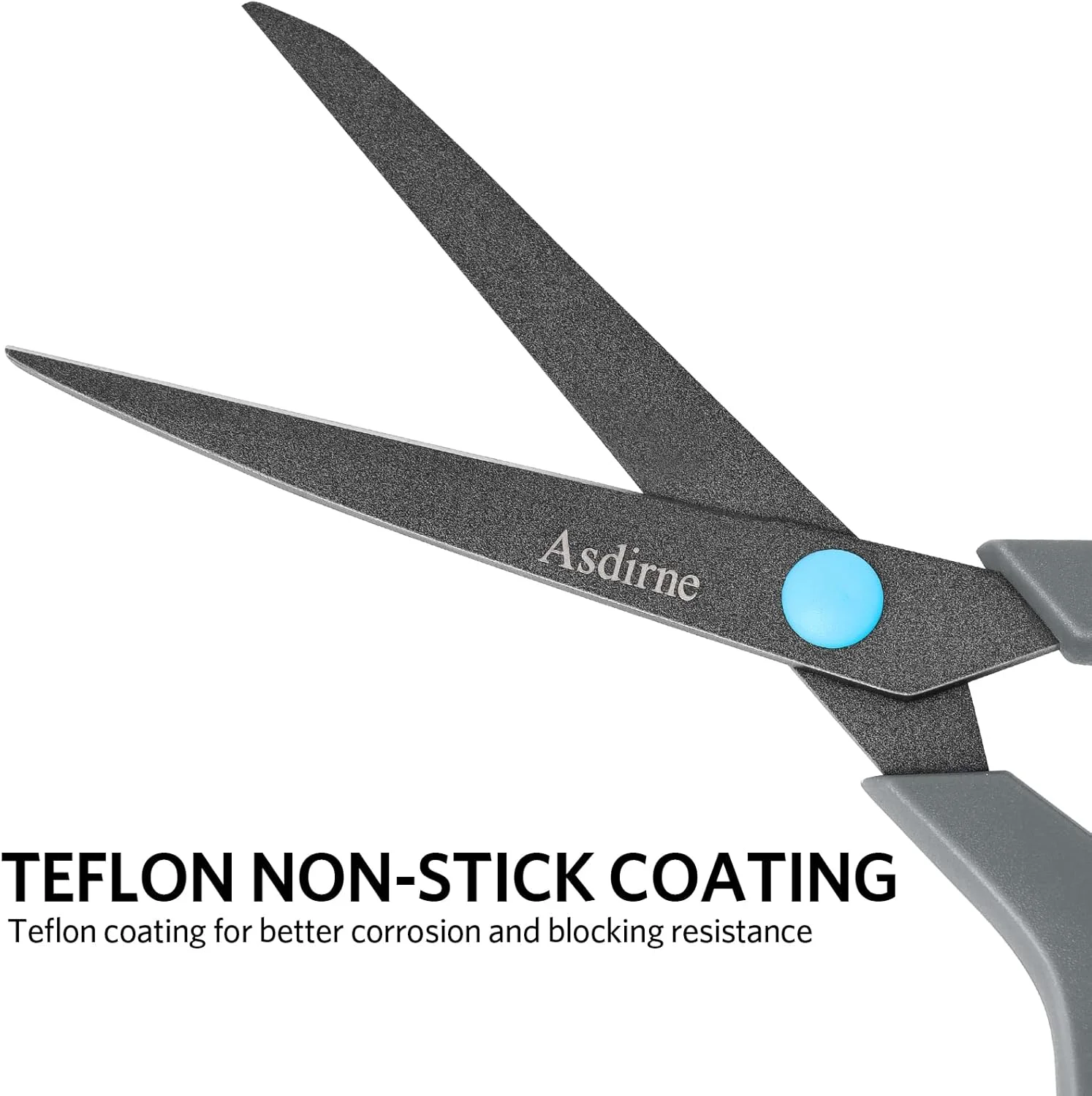Asdirne Teflon Coating Scissors Set of 4, Non-Stick Scissors All Purpose, Premium Stainless Steel Razor Blades, Ergonomic Semi-Soft Rubber Grip, 10/''/8.5/''/6/''/5/'', Blue&Gray Asdirne Teflon Coating Scissors Set of 4, Non-Stick Scissors All Purpose, Premium Stainless Steel Razor Blades, Ergonomic Semi-Soft Rubber Grip, 10/''/8.5/''/6/''/5/'', Blue&Gray