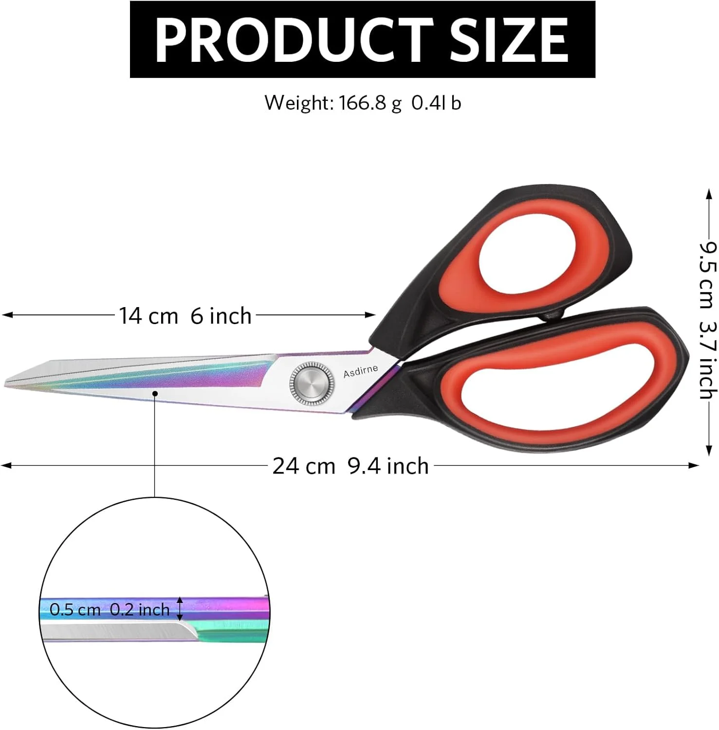 Asdirne Professional Fabric Scissors, Heavy Duty Titanium Coating Sewing Scissors, Ultra-Sharp Blade Fabric Shear, Ergonomic Rubber Handle, Great for Craft, Sewing, Leather Tailor, 9.4", Black/Red Asdirne Professional Fabric Scissors, Heavy Duty Titanium Coating Sewing Scissors, Ultra-Sharp Blade Fabric Shear, Ergonomic Rubber Handle, Great for Craft, Sewing, Leather Tailor, 9.4", Black/Red