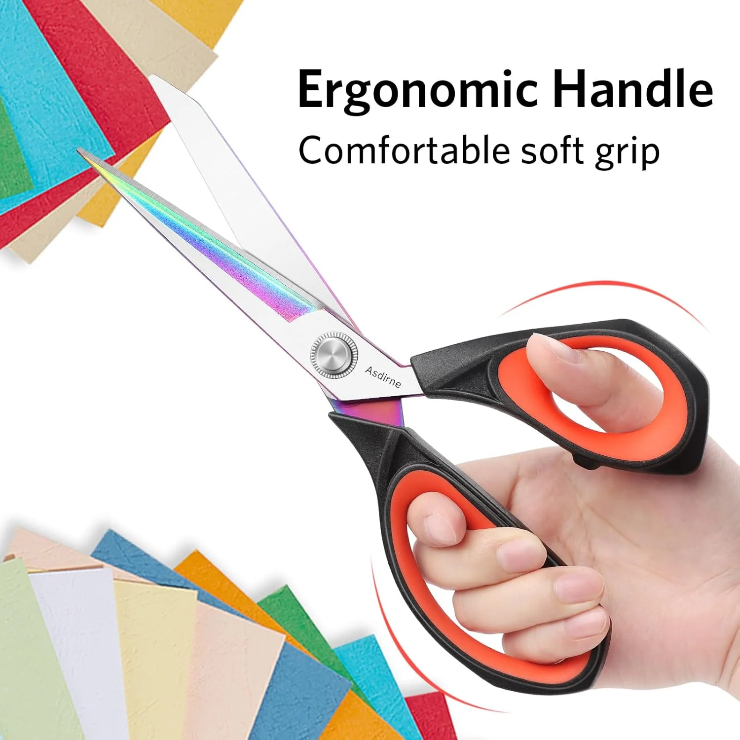 Asdirne Professional Fabric Scissors, Heavy Duty Titanium Coating Sewing Scissors, Ultra-Sharp Blade Fabric Shear, Ergonomic Rubber Handle, Great for Craft, Sewing, Leather Tailor, 9.4", Black/Red Asdirne Professional Fabric Scissors, Heavy Duty Titanium Coating Sewing Scissors, Ultra-Sharp Blade Fabric Shear, Ergonomic Rubber Handle, Great for Craft, Sewing, Leather Tailor, 9.4", Black/Red