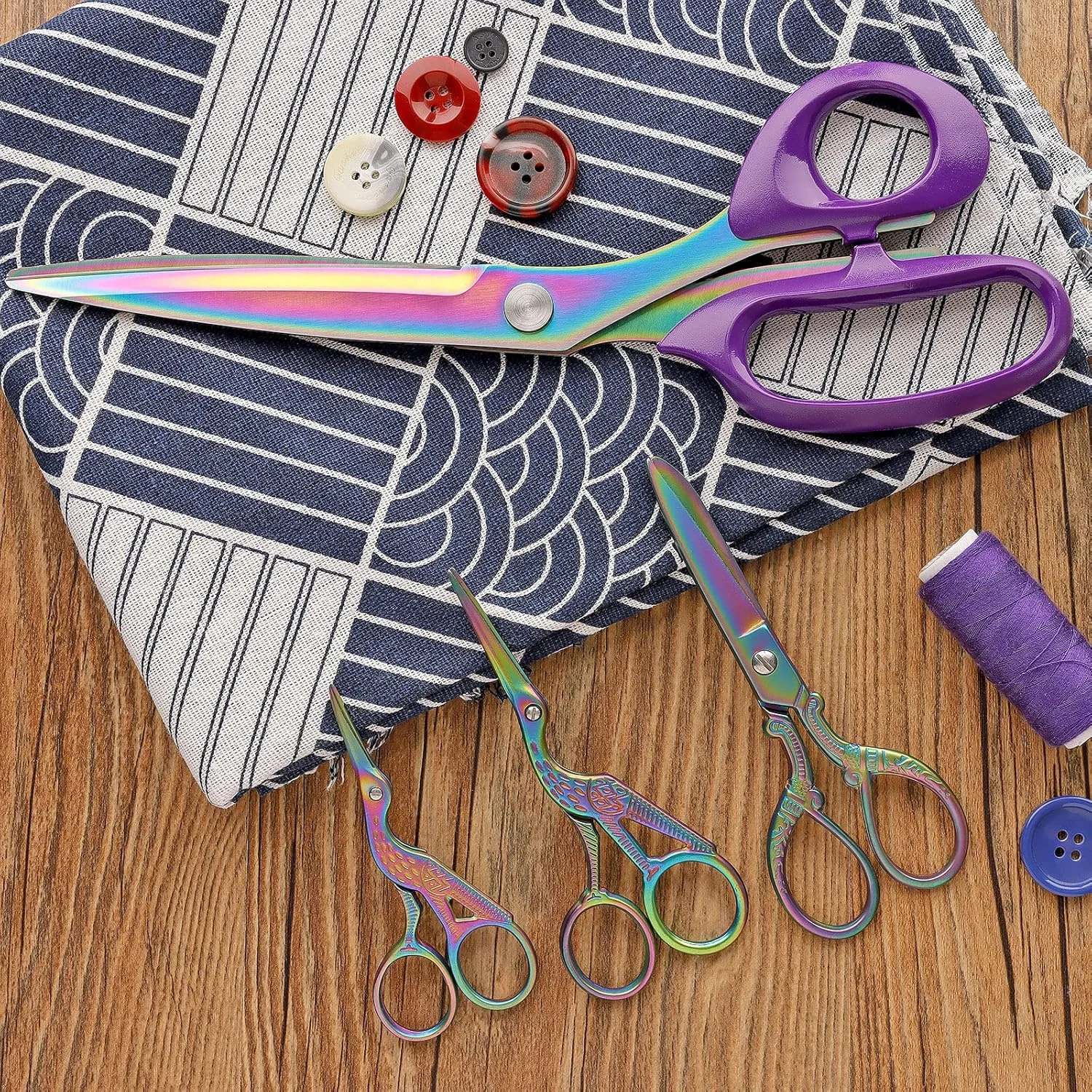 Asdirne Titanium Coating Sewing Scissors Bundle, Professional Fabric Scissors Set, Ultra-Sharp Stainless Steel Blades, Ergonomic Handle, Great for Tailor, Embroidery, Craft, 10.5"/5.1"/4.5"/3.6" Asdirne Titanium Coating Sewing Scissors Bundle, Professional Fabric Scissors Set, Ultra-Sharp Stainless Steel Blades, Ergonomic Handle, Great for Tailor, Embroidery, Craft, 10.5"/5.1"/4.5"/3.6"