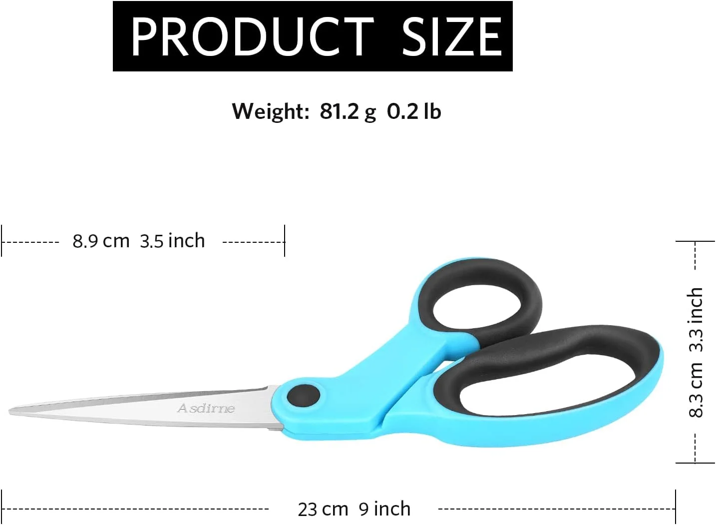 قیچی پارچه آسدیرنه، قیچی خیاطی با تیغه تیز فولادی ضد زنگ و دسته های نرم، عالی برای خیاطی، کاردستی، دفتر و مدرسه، 2 عدد، آبی/مشکی قیچی پارچه آسدیرنه، قیچی خیاطی با تیغه تیز فولادی ضد زنگ و دسته های نرم، عالی برای خیاطی، کاردستی، دفتر و مدرسه، 2 عدد، آبی/مشکی