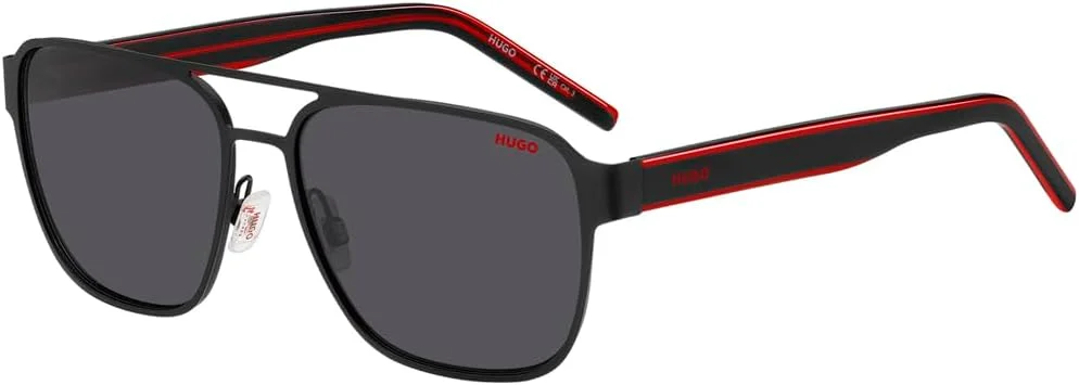 عینک آفتابی مردانه هوگو مدل HG 1298/S مشکی قرمز 57/16/145