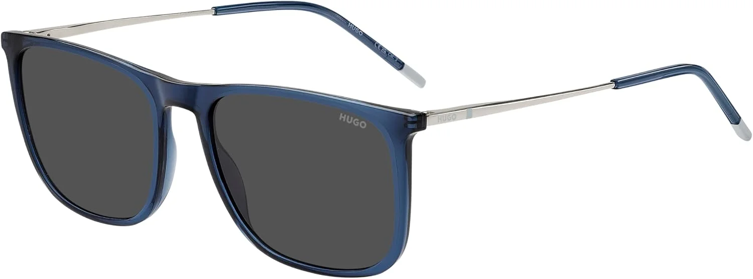 عینک آفتابی مردانه HUGO HG 1319/S با فریم مستطیلی، سایز 57 میلی متر، آبی پالادیوم