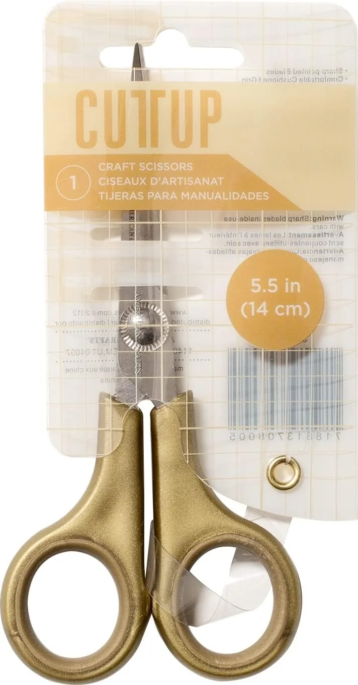 قیچی نوک بسیار ظریف فلزی رومیزی American Crafts، مدل Cut-Up، طول 5.5 اینچ، طلایی