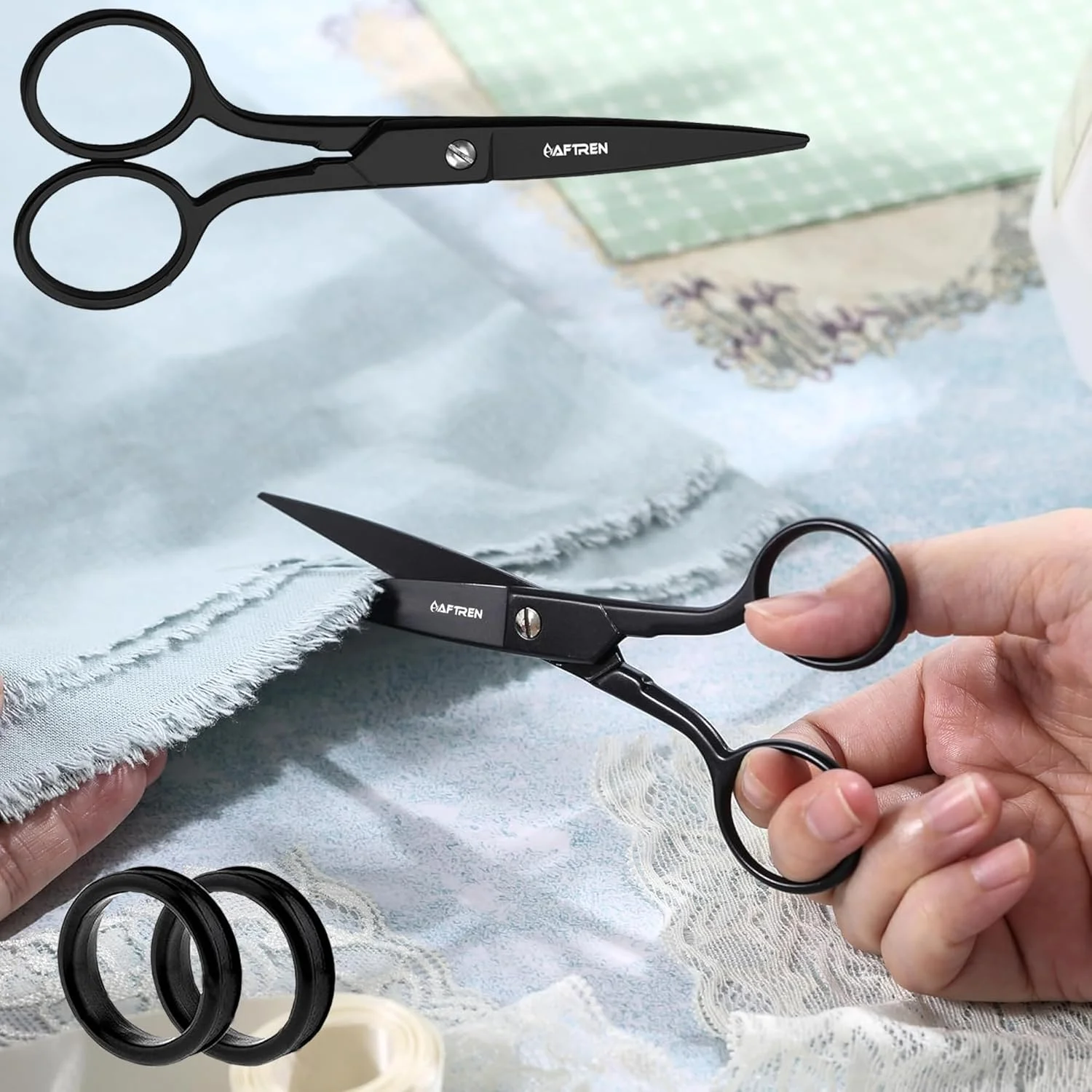 قیچی نوک اردکی اپلیکه AFTREN، دسته خمیده دوبل 6 اینچی، استیل ضد زنگ، قیچی گلدوزی و خیاطی تیز برای هنر و صنایع دستی (مشکی، 7 اینچ) قیچی نوک اردکی اپلیکه AFTREN، دسته خمیده دوبل 6 اینچی، استیل ضد زنگ، قیچی گلدوزی و خیاطی تیز برای هنر و صنایع دستی (مشکی، 7 اینچ)