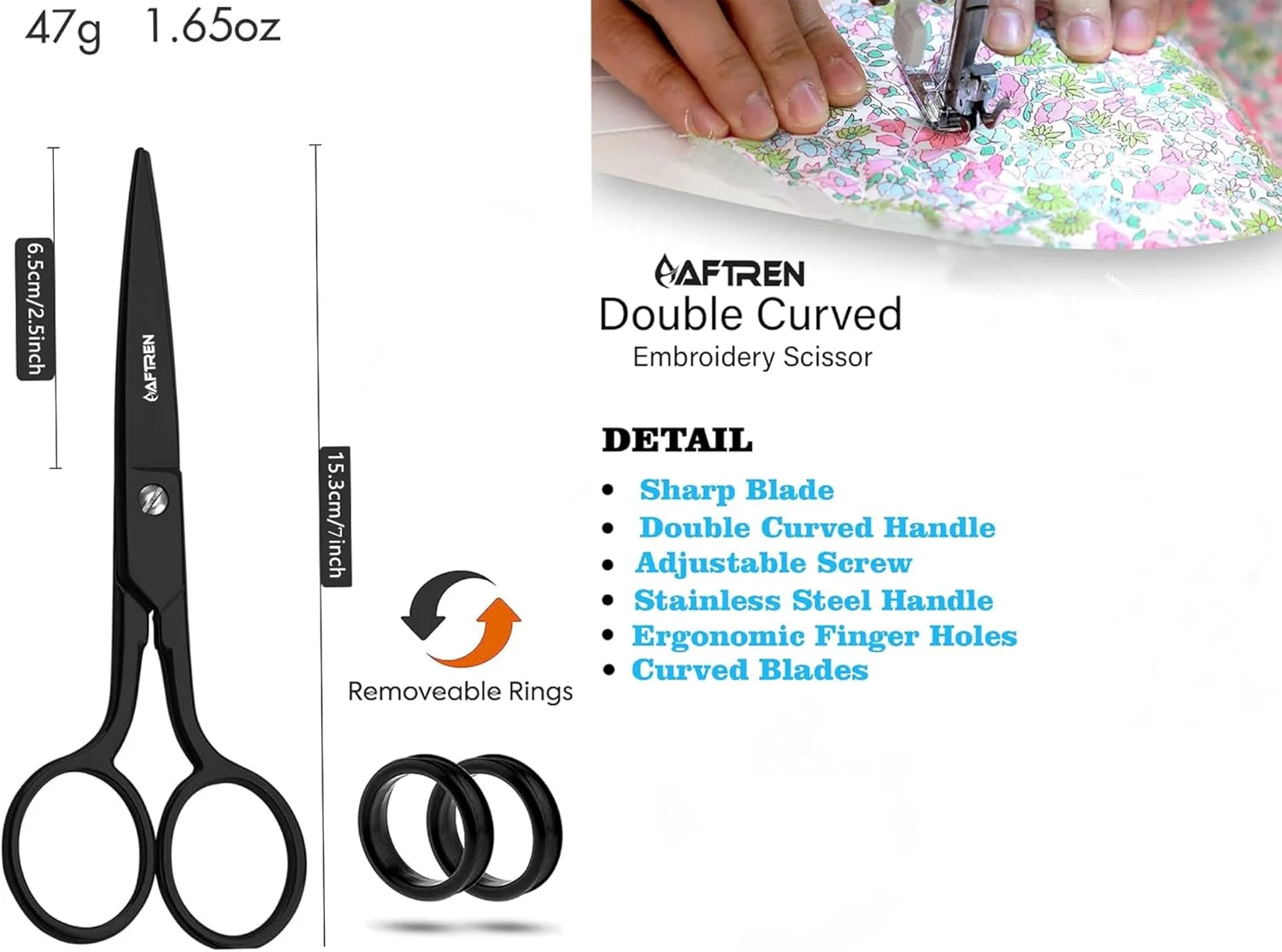 قیچی نوک اردکی اپلیکه AFTREN، دسته خمیده دوبل 6 اینچی، استیل ضد زنگ، قیچی گلدوزی و خیاطی تیز برای هنر و صنایع دستی (مشکی، 7 اینچ) قیچی نوک اردکی اپلیکه AFTREN، دسته خمیده دوبل 6 اینچی، استیل ضد زنگ، قیچی گلدوزی و خیاطی تیز برای هنر و صنایع دستی (مشکی، 7 اینچ)