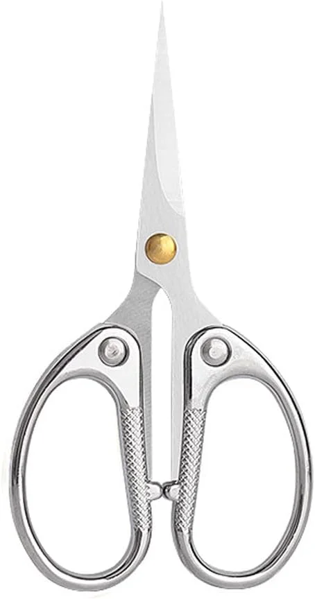 قیچی گلدوزی 4.5 اینچی Aemoe با نوک منحنی برای خیاطی، قیچی کوچک تیز استیل ضد زنگ، ابزار برش صنایع دستی برای کارهای هنری DIY، خیاطی، کاردستی، سوزن دوزی و استفاده روزانه - نقره ای