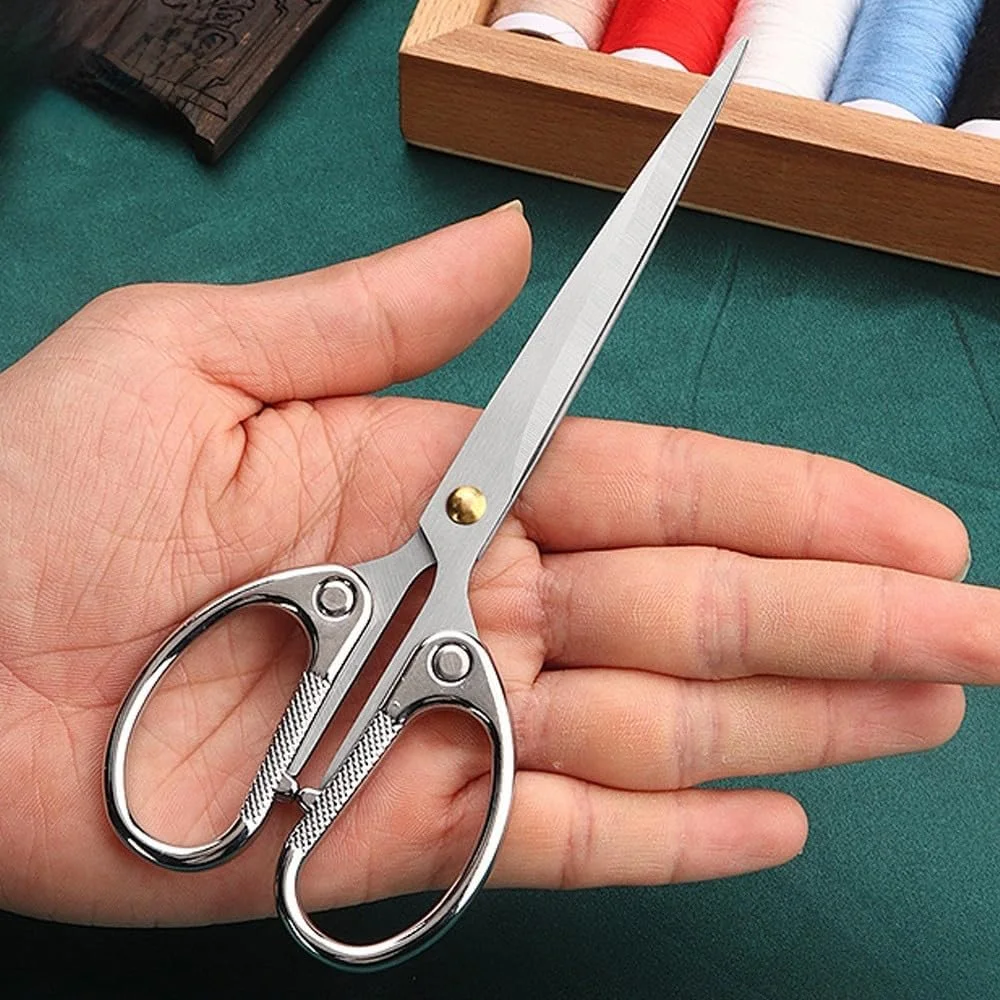 قیچی اداری تمام استیل 6.3 اینچی Aemoe، قیچی با تیغه فوق العاده تیز، قیچی تیز و محکم برای لوازم صنایع دستی خیاطی مدرسه منزل دفتر، قیچی چند منظوره نقره ای قیچی اداری تمام استیل 6.3 اینچی Aemoe، قیچی با تیغه فوق العاده تیز، قیچی تیز و محکم برای لوازم صنایع دستی خیاطی مدرسه منزل دفتر، قیچی چند منظوره نقره ای