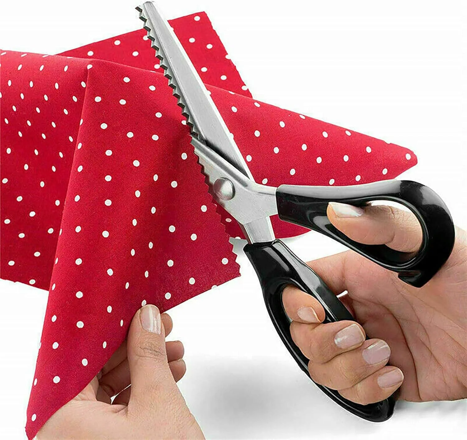 قیچی زیگزاگ ADLUKAE برای برش پارچه و کاغذ، 23 سانتی متری، فولاد ضد زنگ، قیچی خیاطی حرفه ای و تیز، الگوهای لبه تزئینی دندانه دار قیچی زیگزاگ ADLUKAE برای برش پارچه و کاغذ، 23 سانتی متری، فولاد ضد زنگ، قیچی خیاطی حرفه ای و تیز، الگوهای لبه تزئینی دندانه دار