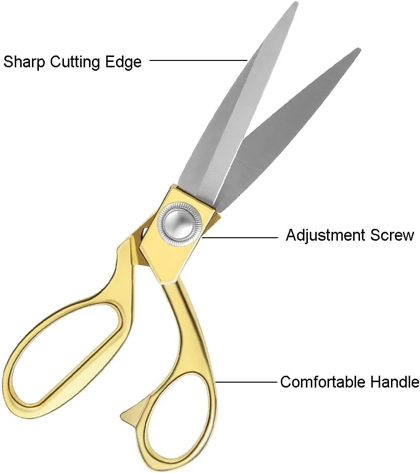 قیچی روبان بر Aemoe، سایز 10.5 اینچ، فلزی سنگین، قیچی بزرگ حرفه ای برای مراسم، رویدادهای ویژه، افتتاحیه ها و تشریفات، طلایی