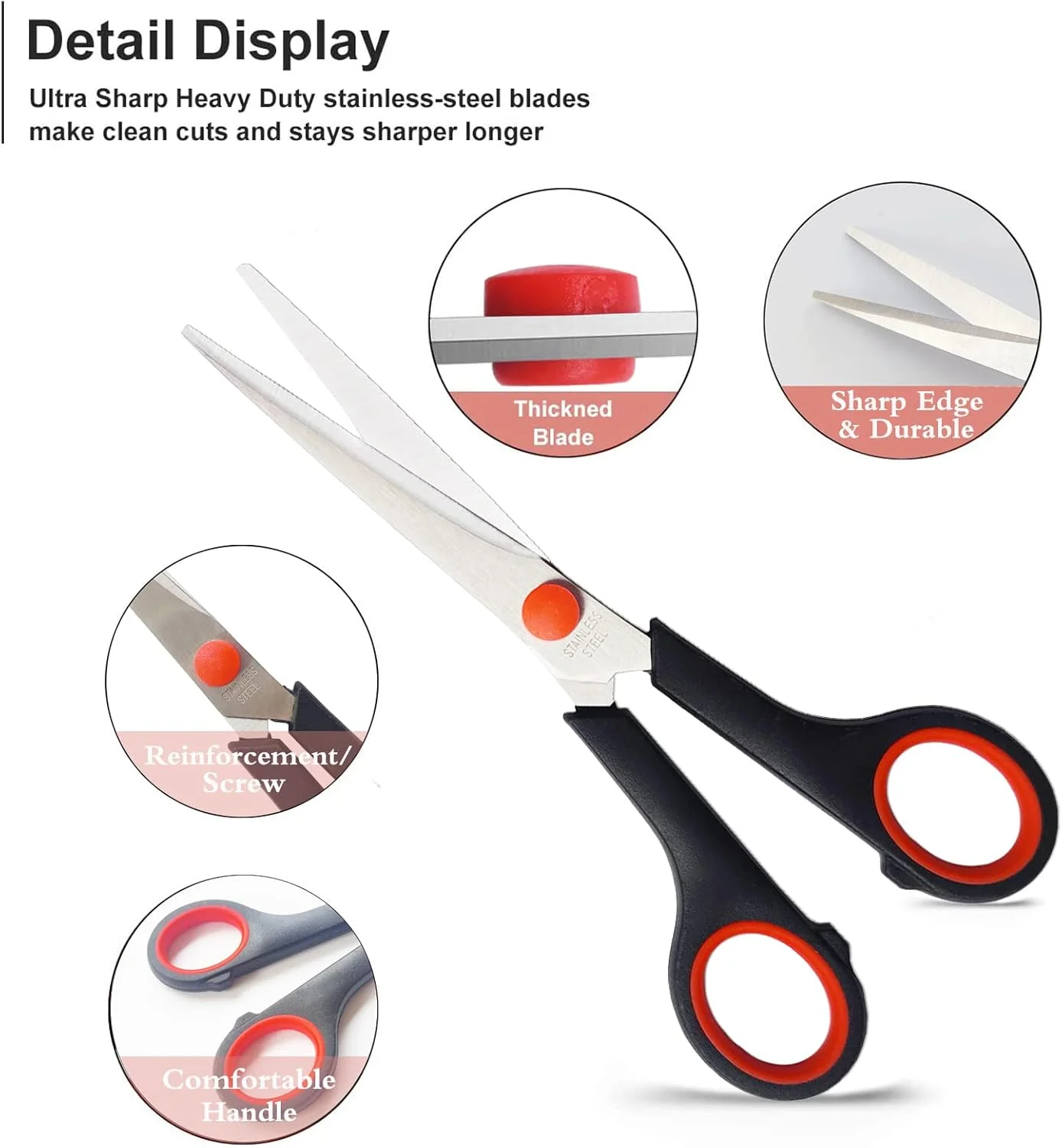 قیچی ADCODK چند منظوره اداری دانش آموزی 7 اینچی، قیچی های فوق العاده تیز با دسته های راحت، قیچی خانگی، لوازم صنایع دستی محکم و تیز - بسته 12 عددی مناسب دست راست/چپ قیچی ADCODK چند منظوره اداری دانش آموزی 7 اینچی، قیچی های فوق العاده تیز با دسته های راحت، قیچی خانگی، لوازم صنایع دستی محکم و تیز - بسته 12 عددی مناسب دست راست/چپ