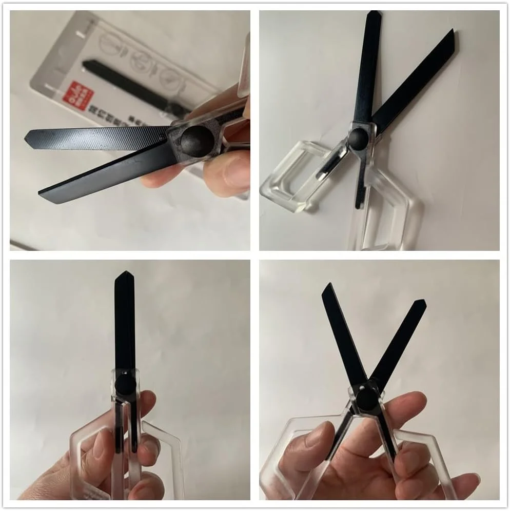 قیچی چند منظوره اداری ABYUYD دسته اکریلیک شفاف با روکش تیتانیوم غیر چسبنده مشکی مات، قیچی برش کاغذ، لوازم التحریر رومیزی برای دفتر، مدرسه (S)