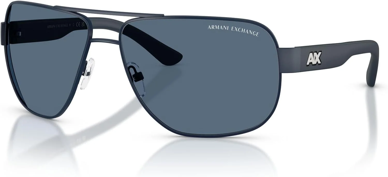 عینک آفتابی مستطیلی مردانه A|X ARMANI EXCHANGE مدل AX2012S، آبی مات/آبی تیره، 62 میلی متر
